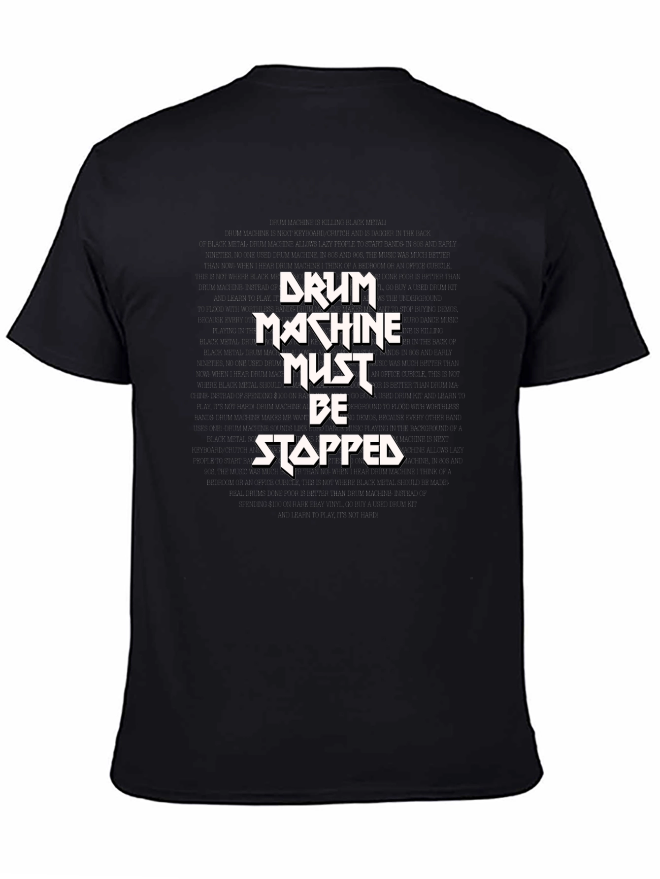 Black Drum Machine Must Be Stopped Graphic Tee view 4