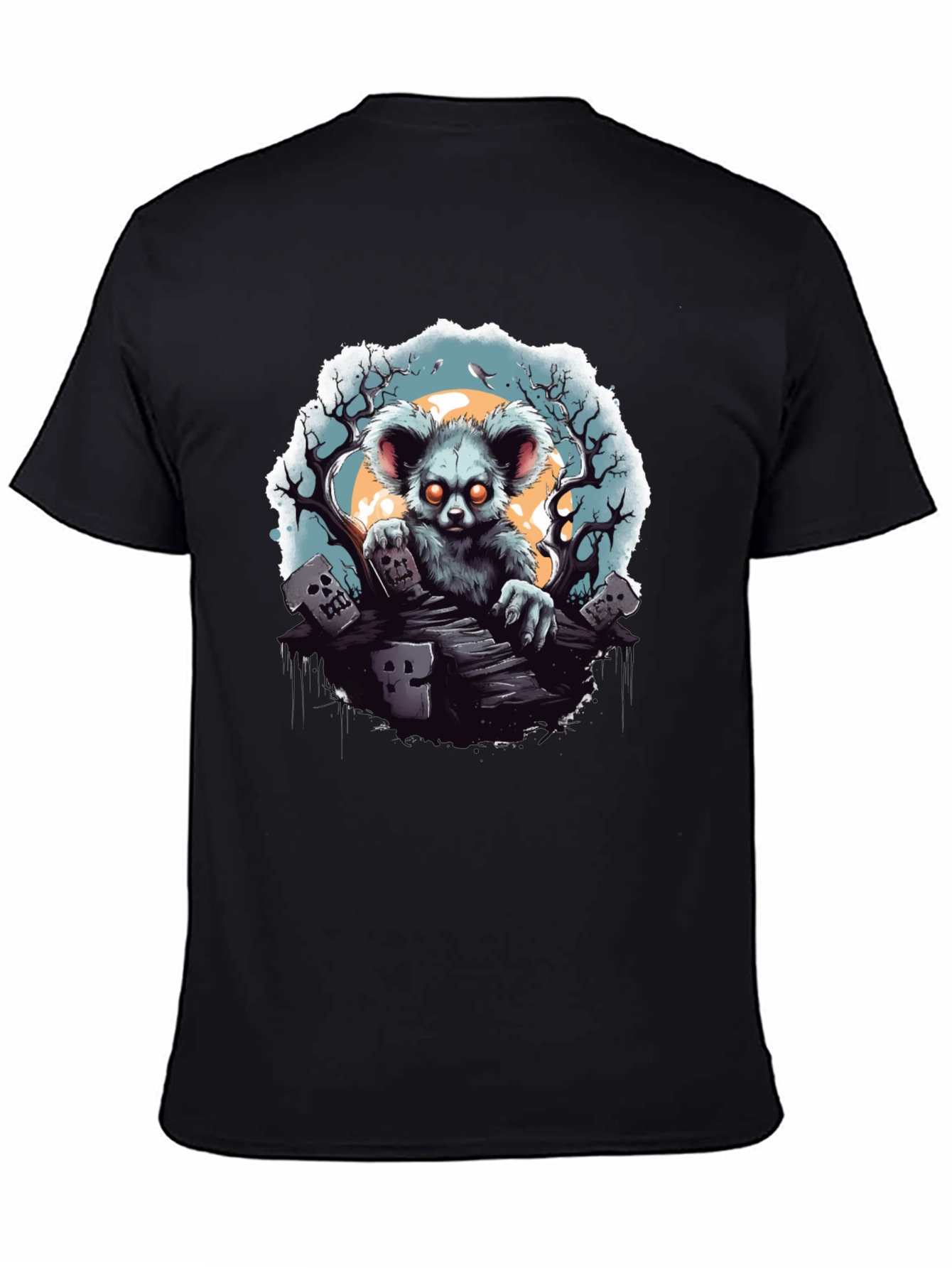 Black Zombie Koala T-Shirt - Spooky Graveyard Design view 4