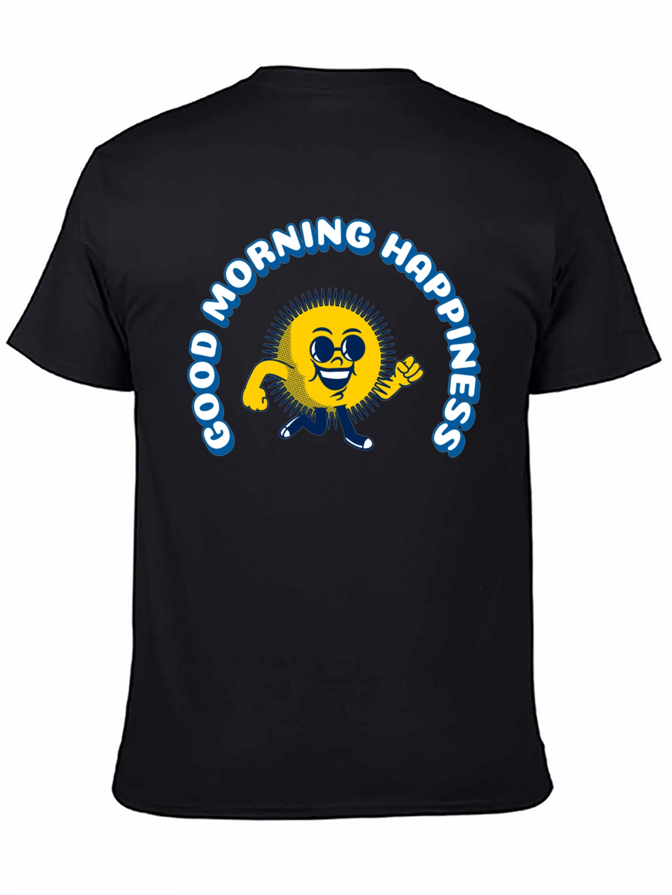 Black Good Morning Happiness T-Shirt - Black view 4
