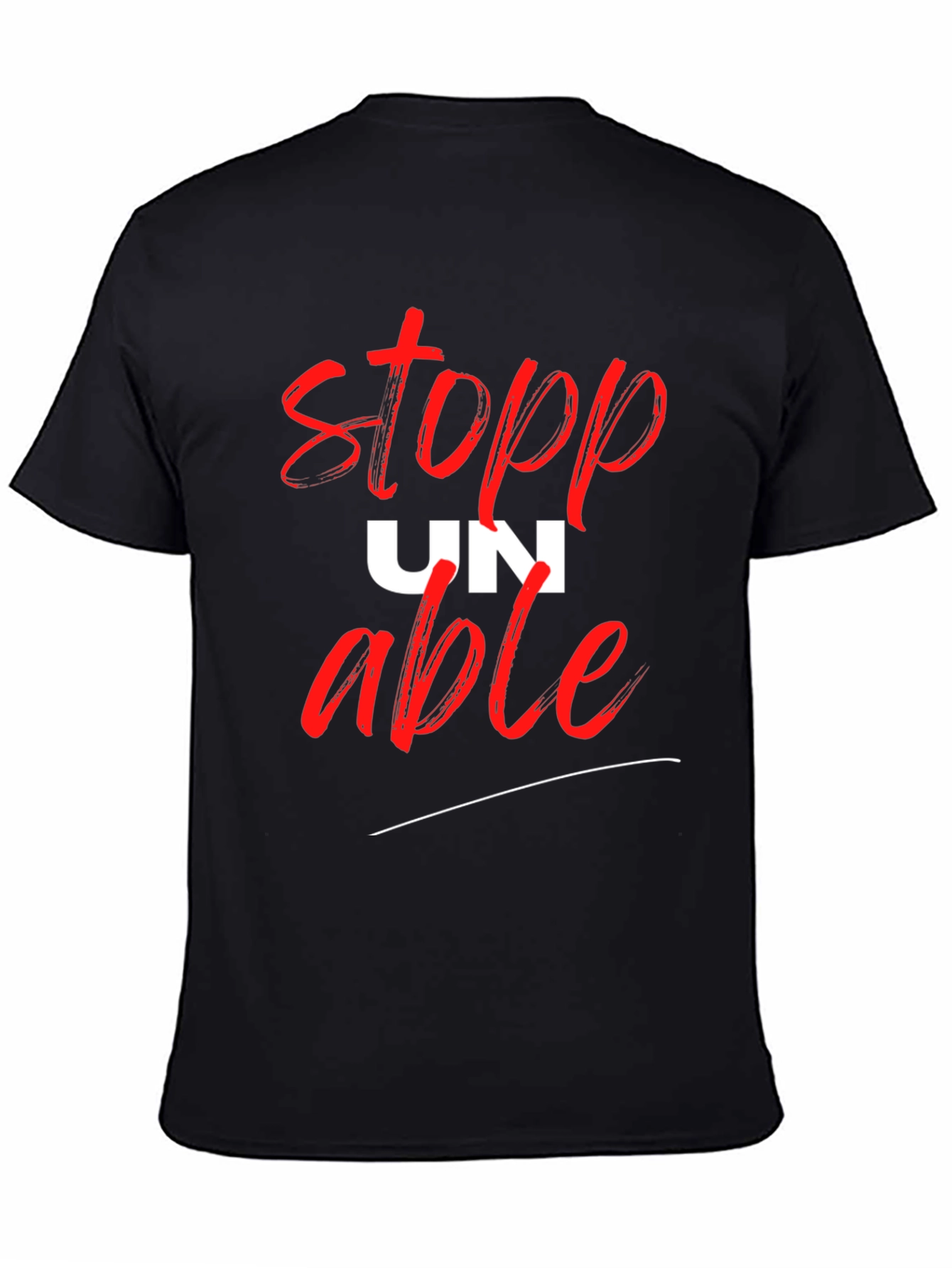 Black Unstoppable Graphic T-Shirt - Black Cotton Tee view 4