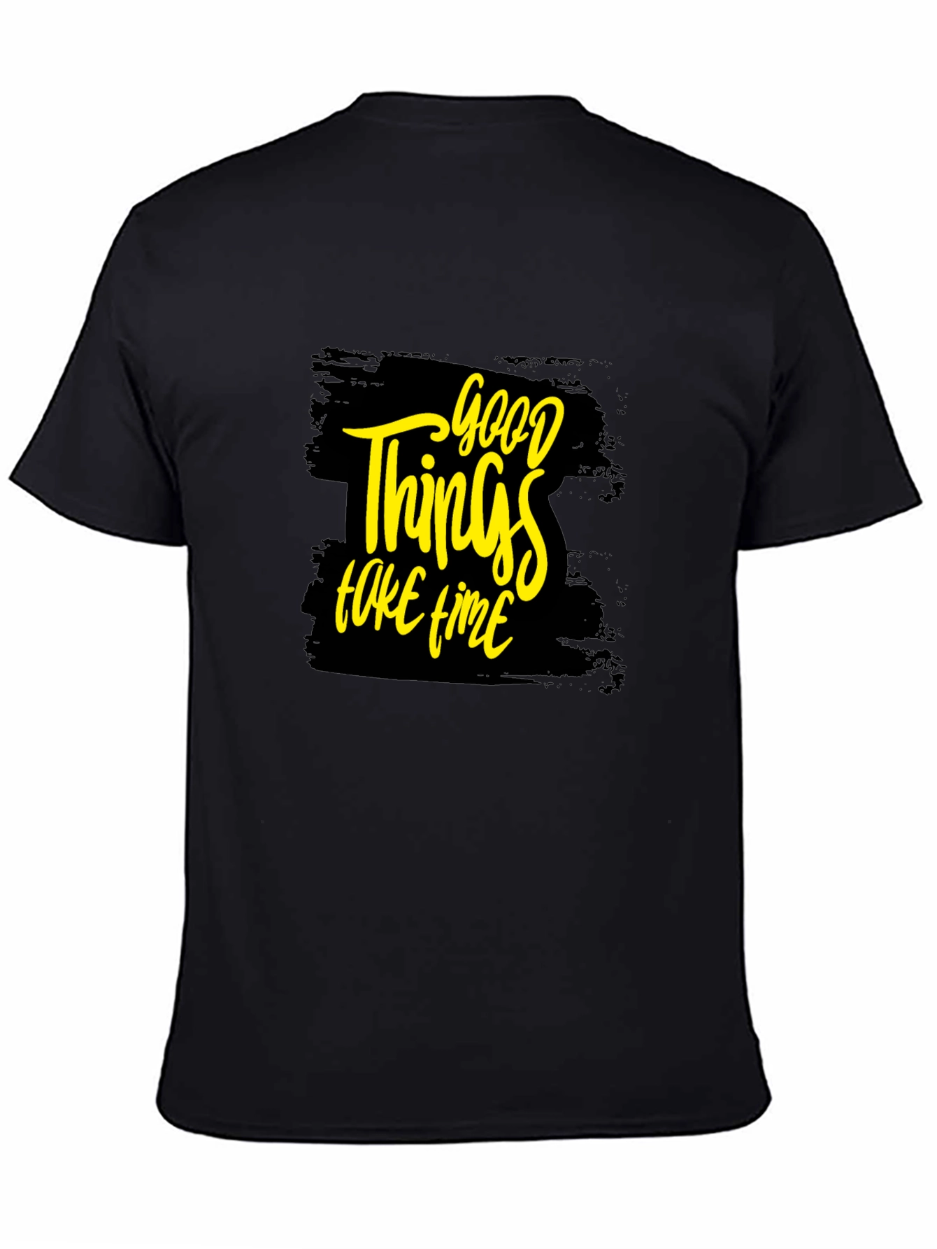 Black Good Things Take Time T-Shirt - Black view 4