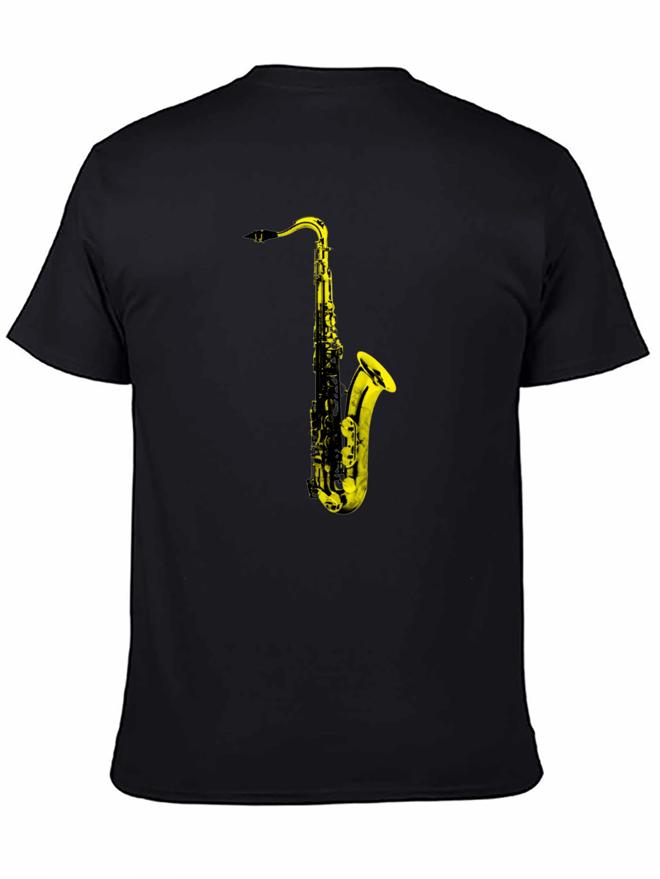 Black Saxophone Graphic Print T-Shirt - Black view 4