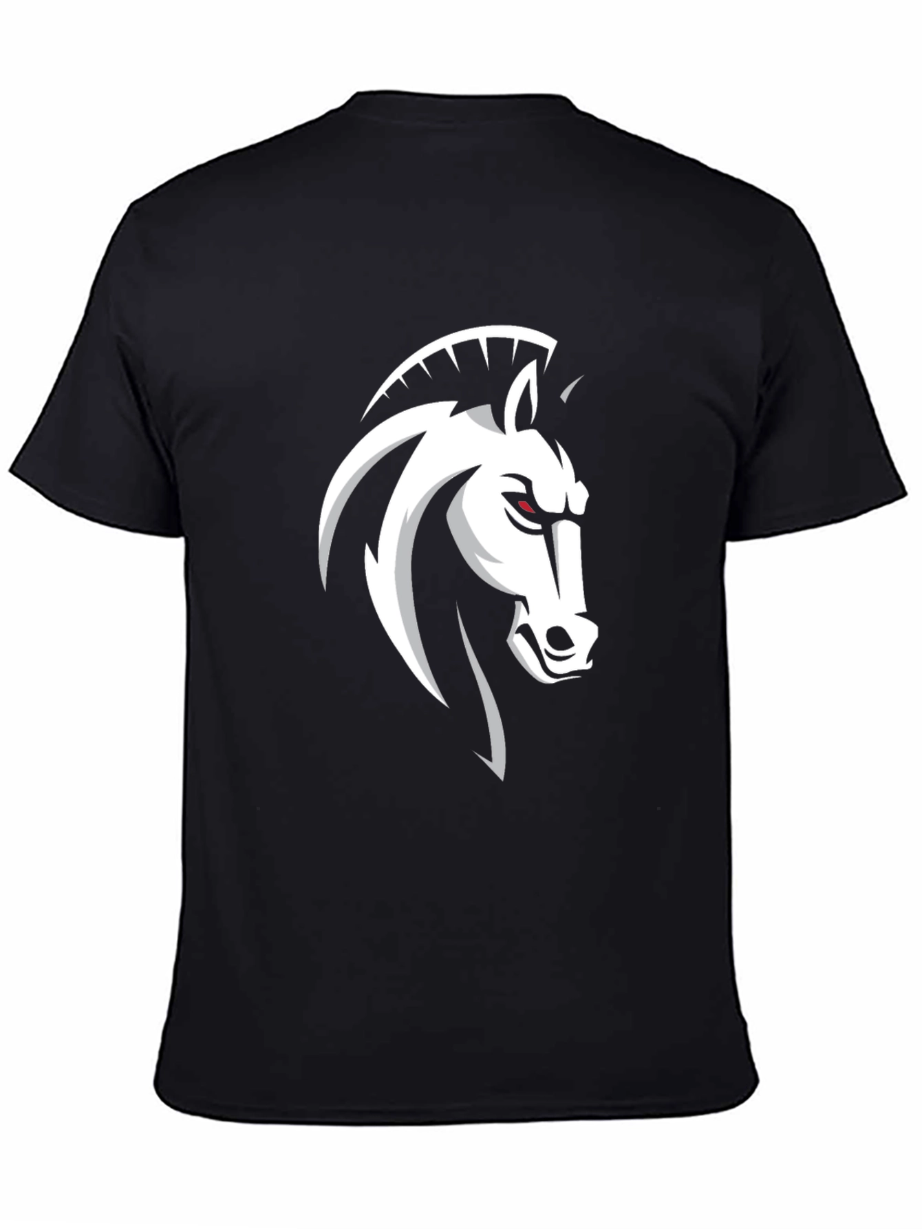 Black Men's Black Horse Head Graphic T-Shirt view 4