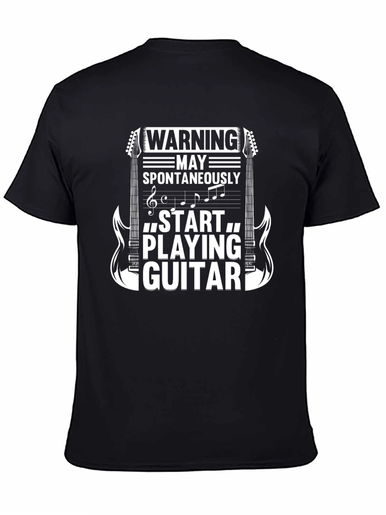 Black Warning May Spontaneously Play Guitar T-Shirt view 4