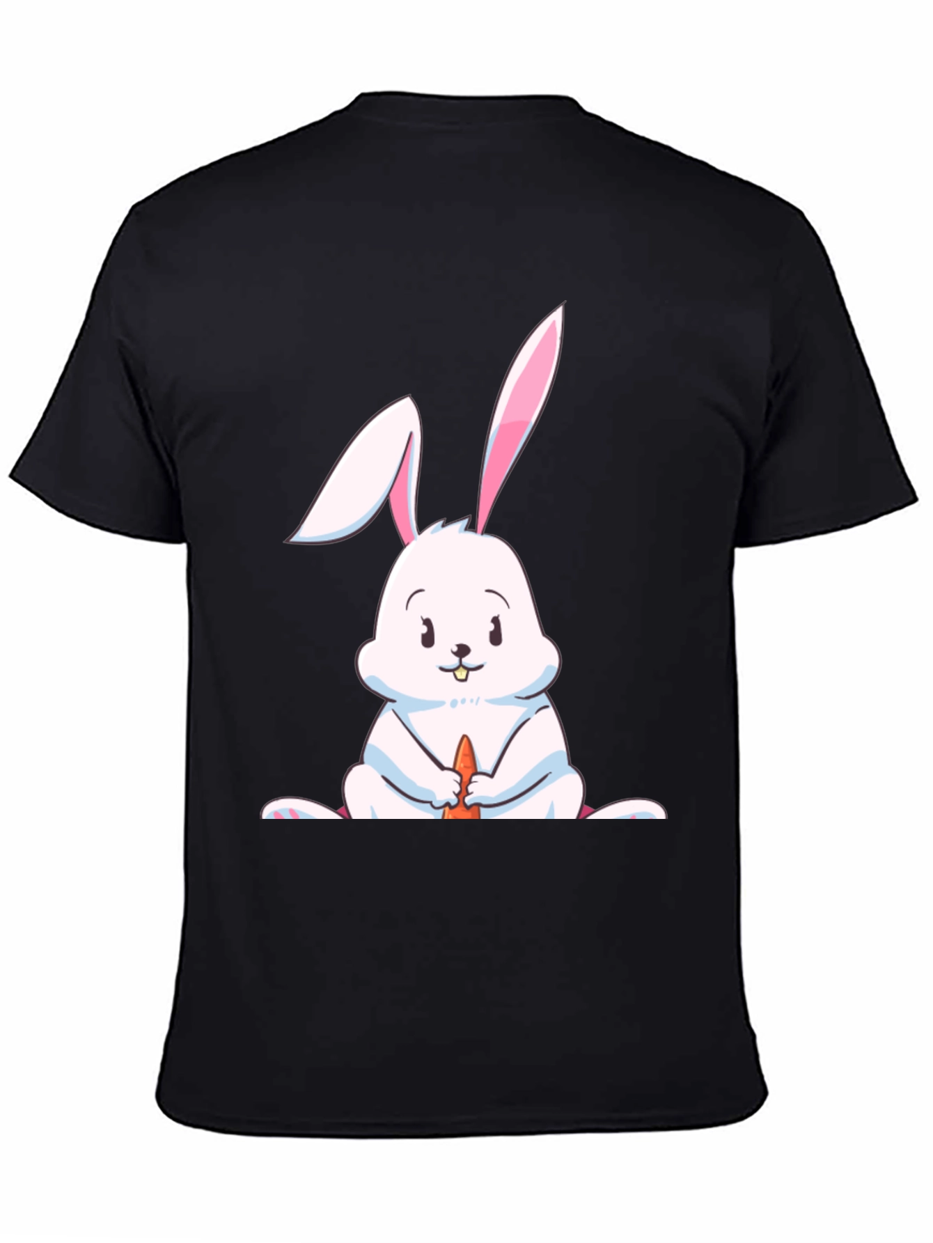 Black Cute Rabbit Graphic Tee - Black Cotton Blend view 4