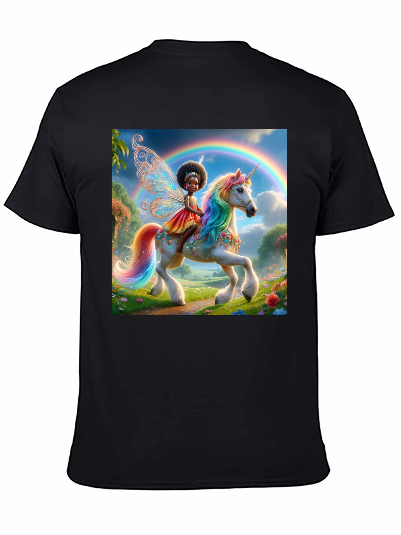 Black Unicorn Fairy Graphic Tee - Black view 4