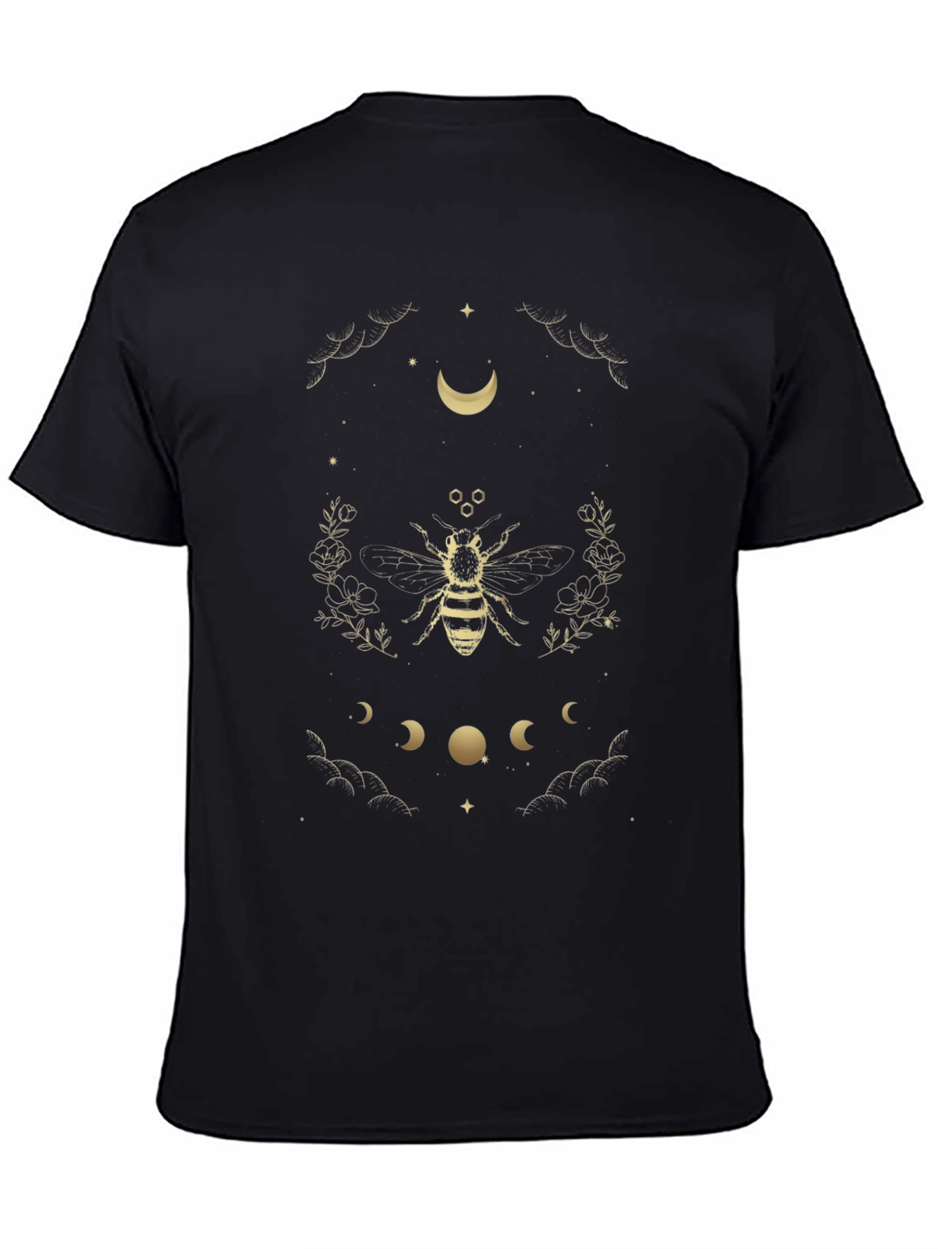 Black Celestial Bee Graphic Tee - Black Cotton T-Shirt view 4