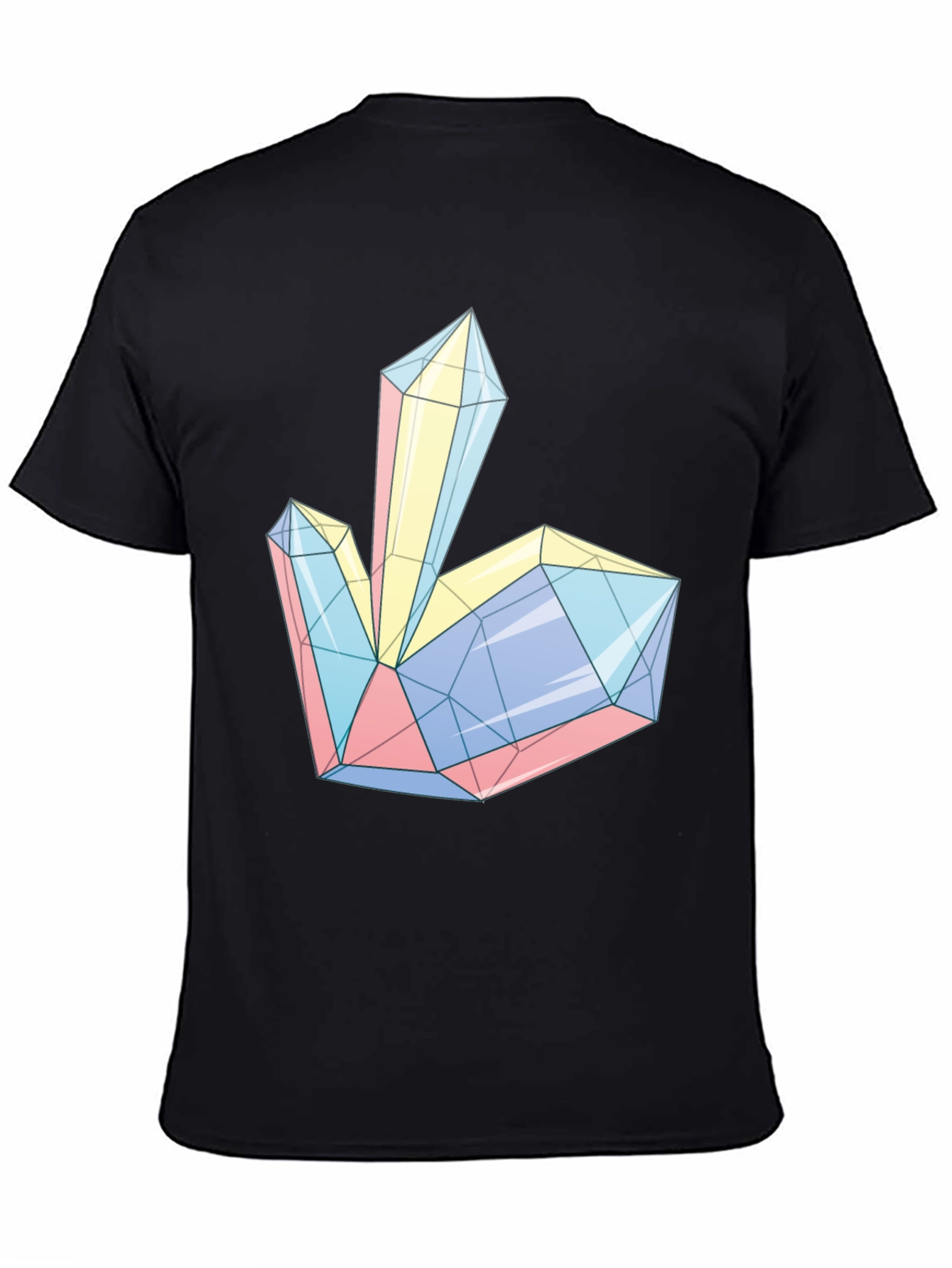Black Geometric Crystal Print Tee - Modern Style view 4