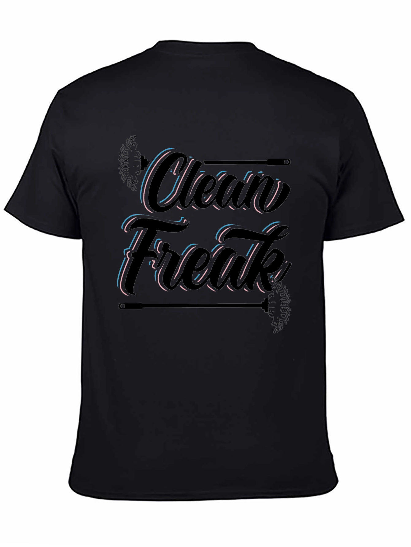 Black Clean Freak Graphic Tee - Black Cotton Blend view 4