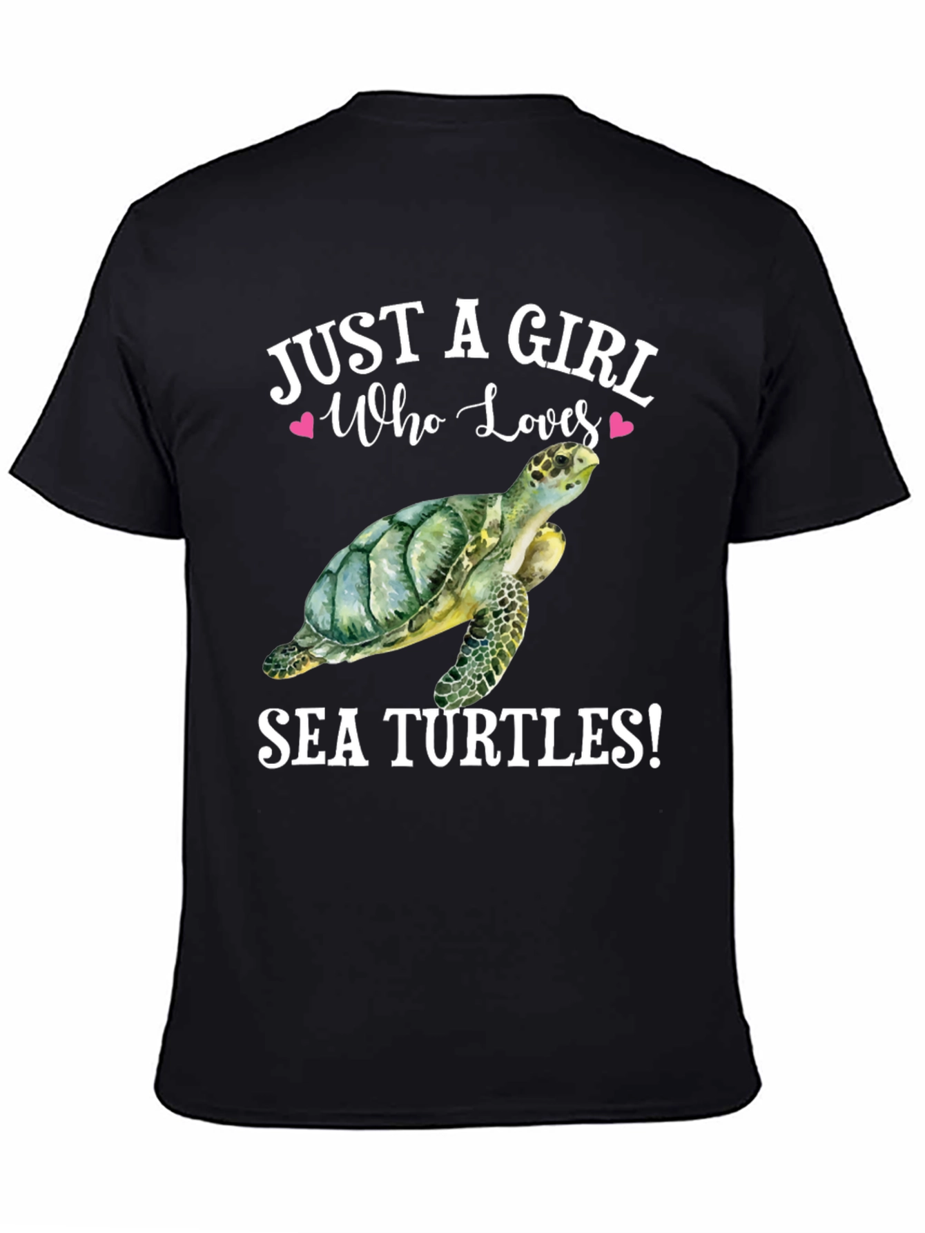 Black Just a Girl Who Loves Sea Turtles T-Shirt view 4