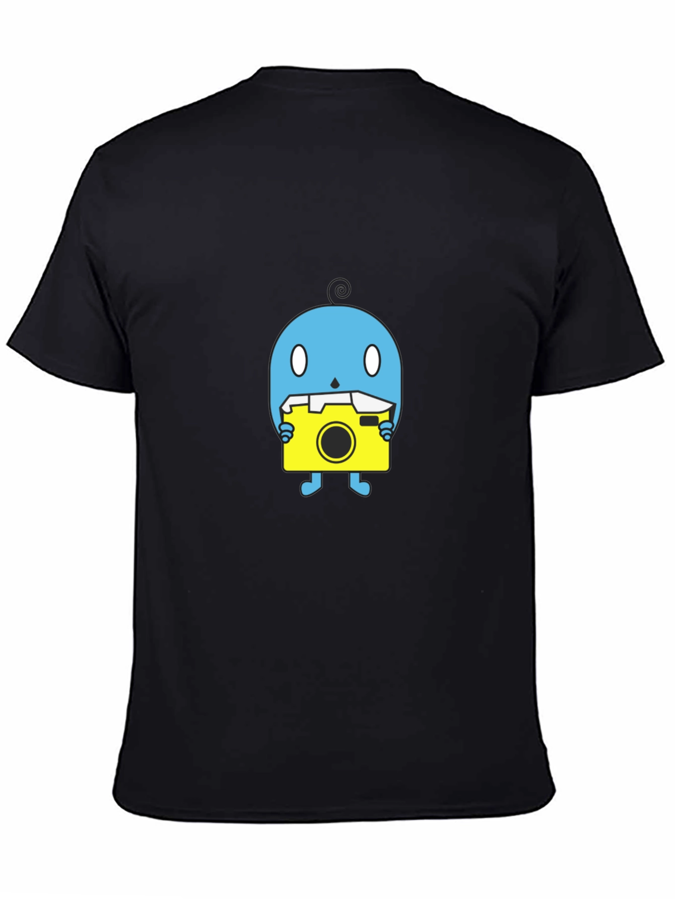 Black Funky Blue Creature with Camera Black T-Shirt view 4