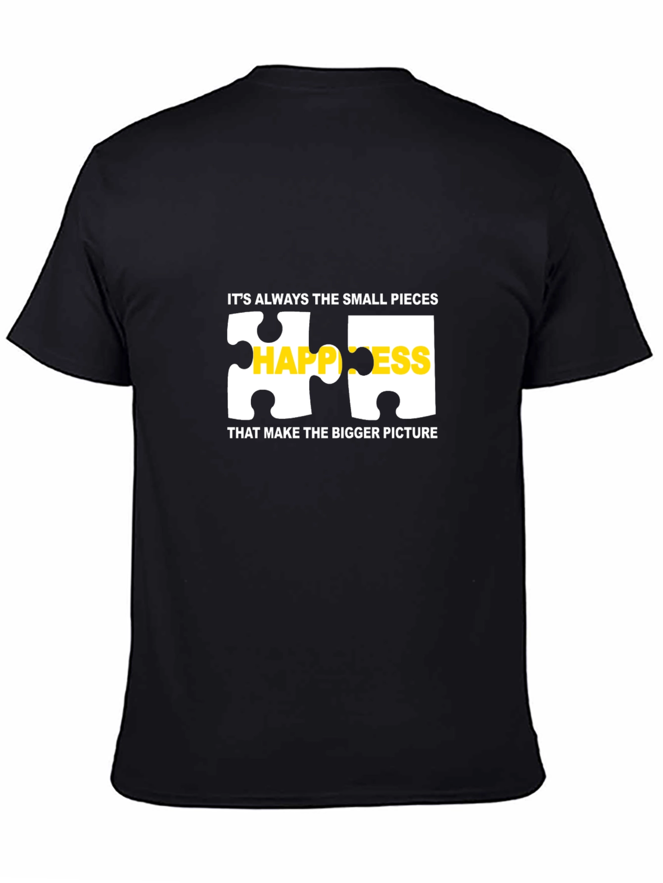 Black Happiness Puzzle Piece Graphic T-Shirt - Black view 4