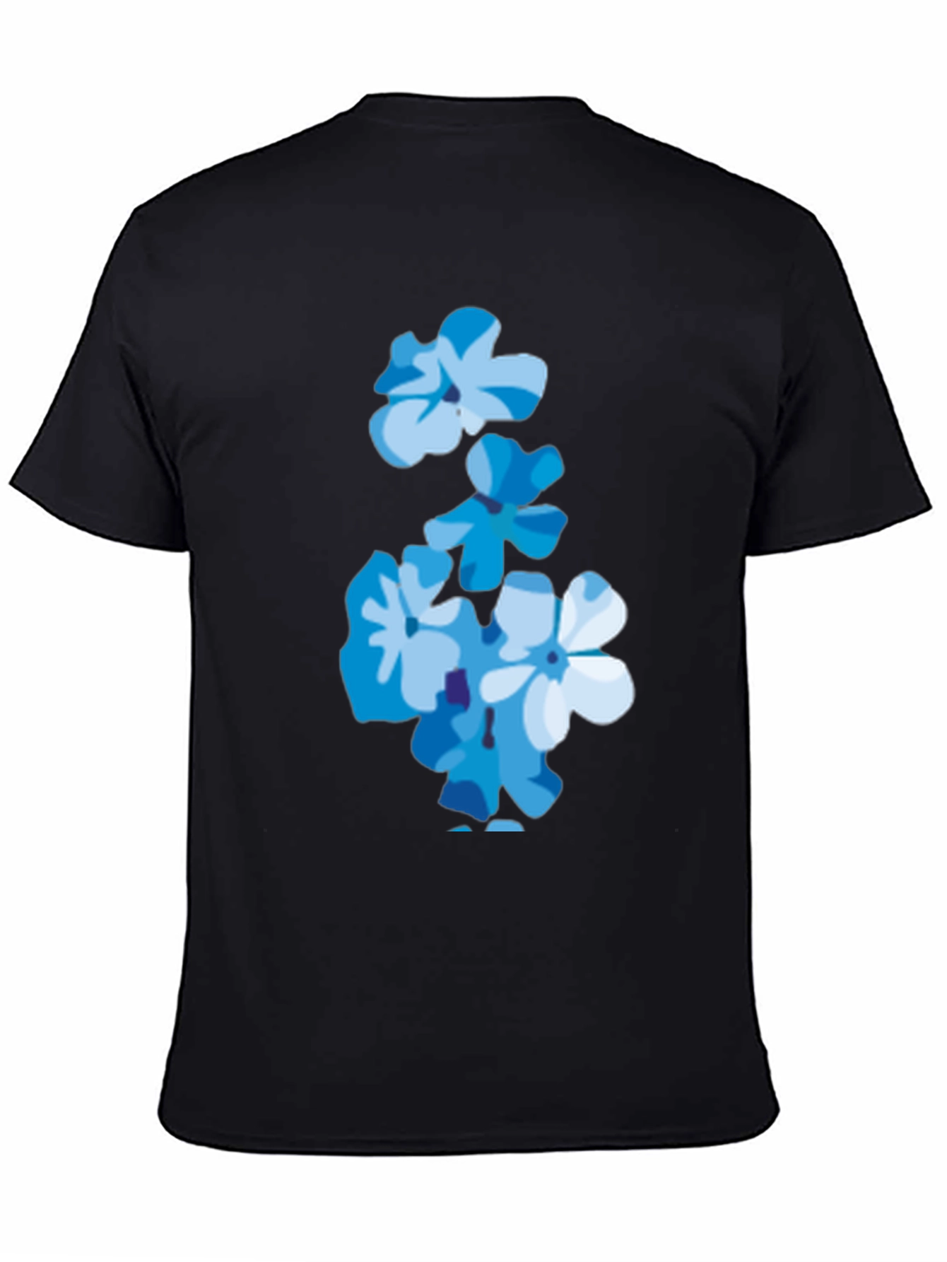 Black Floral Print Tee - Trendy Blue Flower T-Shirt view 4
