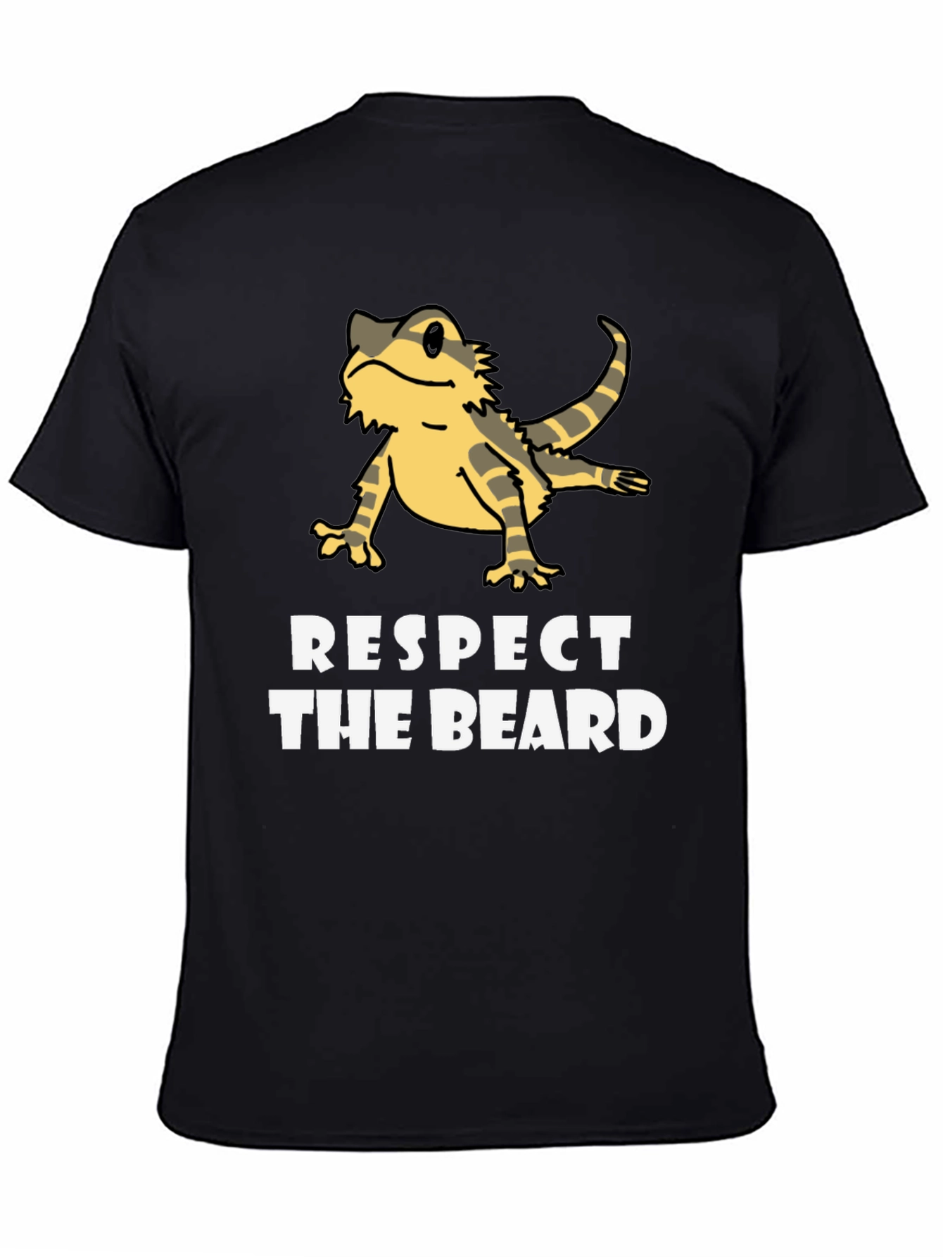 Black Respect The Beard Bearded Dragon Graphic T-Shirt view 4
