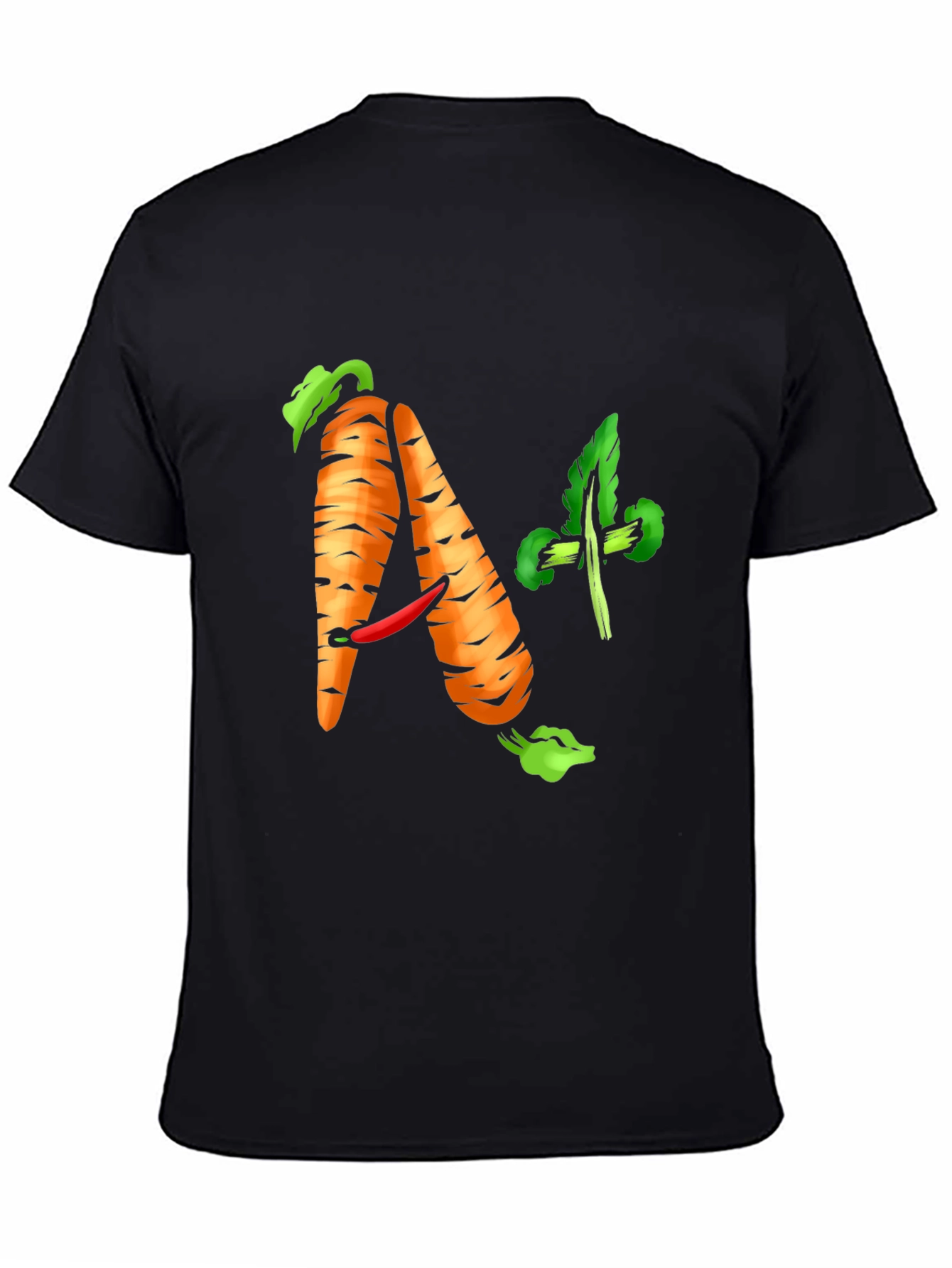 Black A+ Carrot Tee - Healthy & Funny Shirt view 4