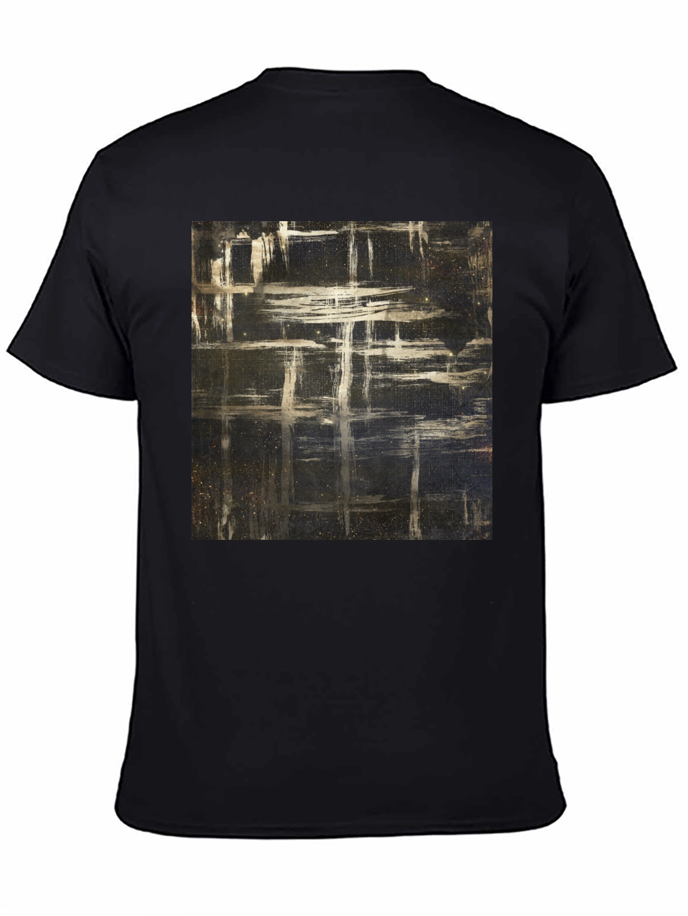 Black Abstract Grid Graphic T-Shirt - Black view 4