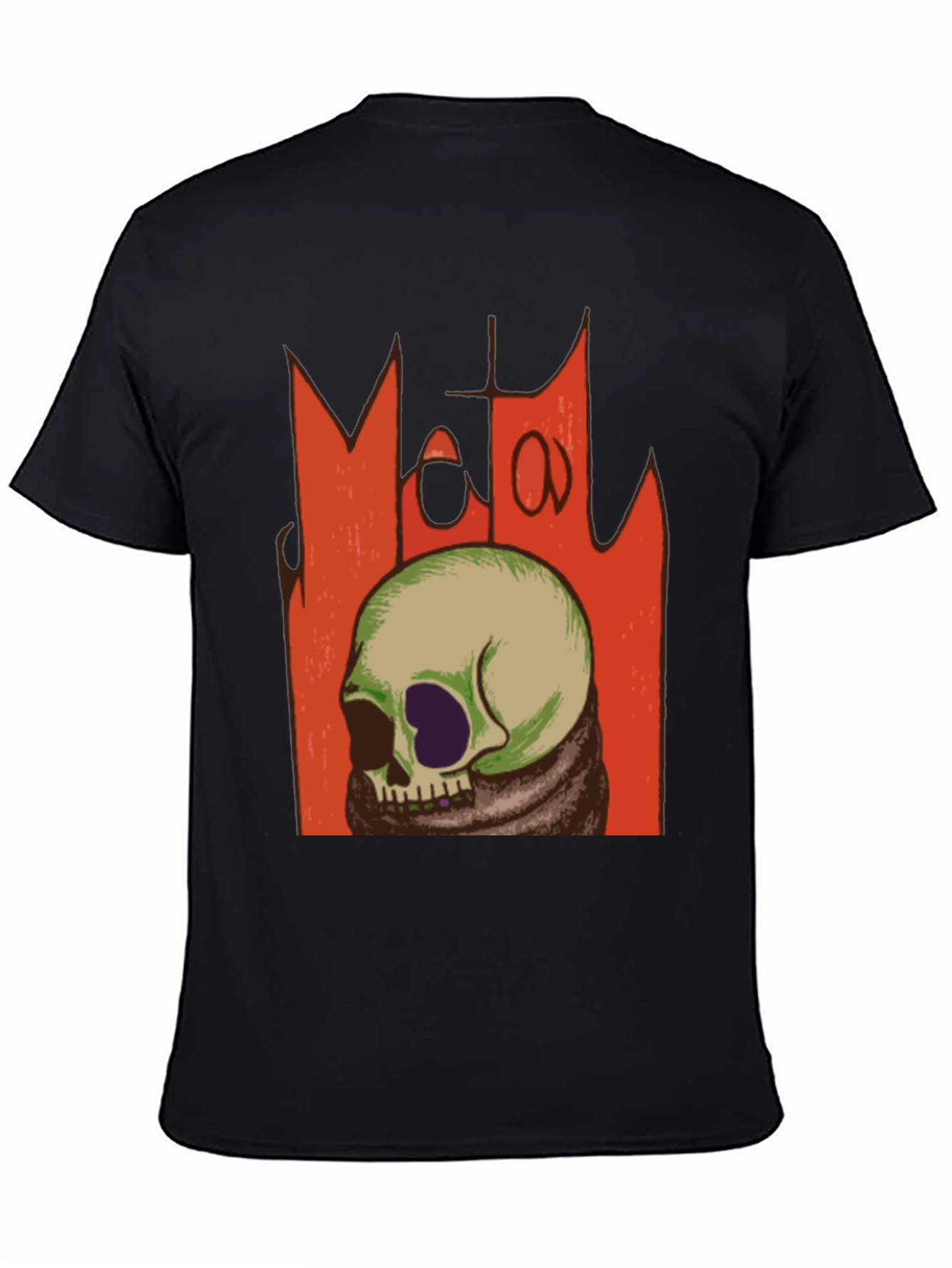 Black Skull Graphic Black T-Shirt - Grunge Metal Aesthetic view 4