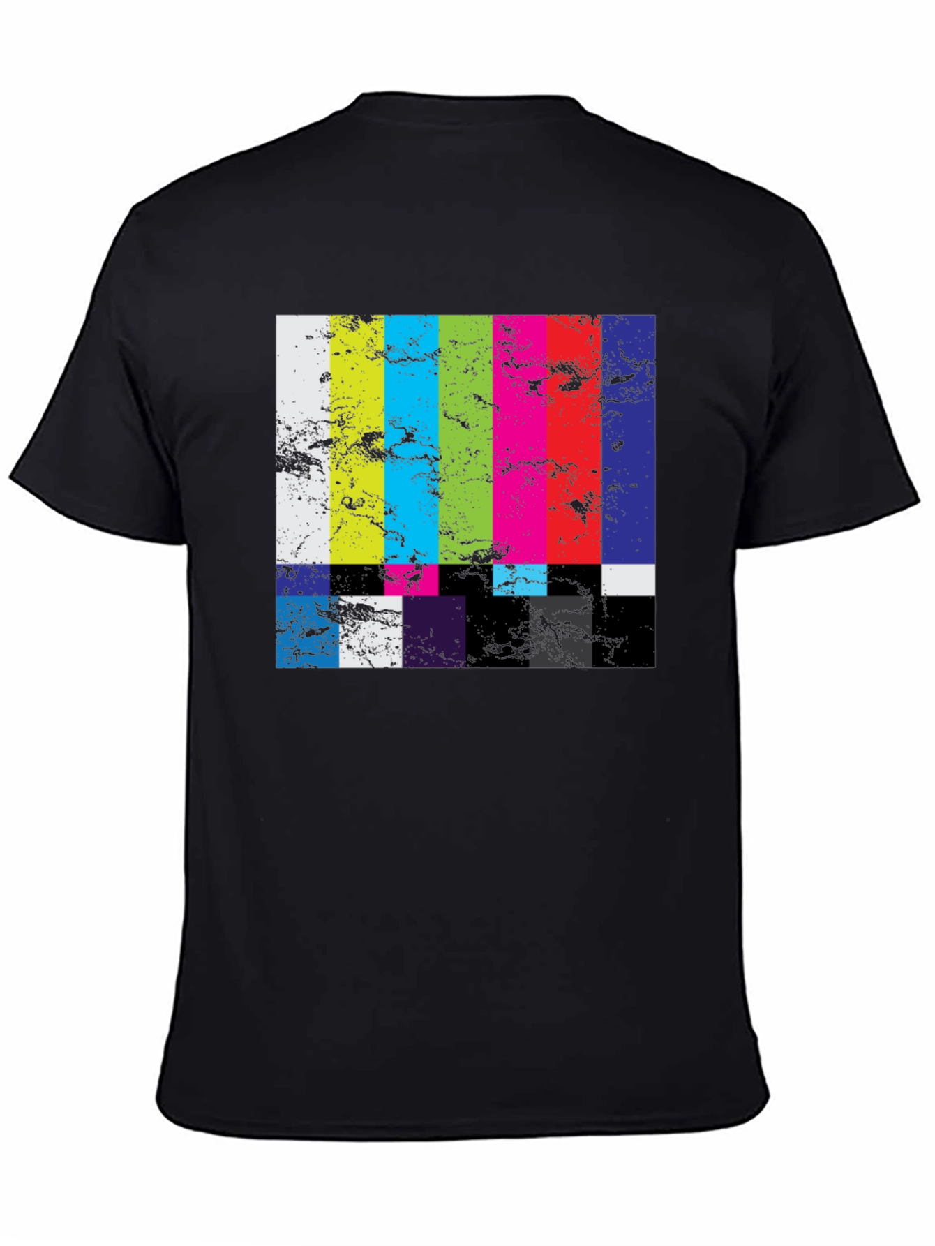 Black Retro TV Test Pattern Graphic Tee - Black view 4