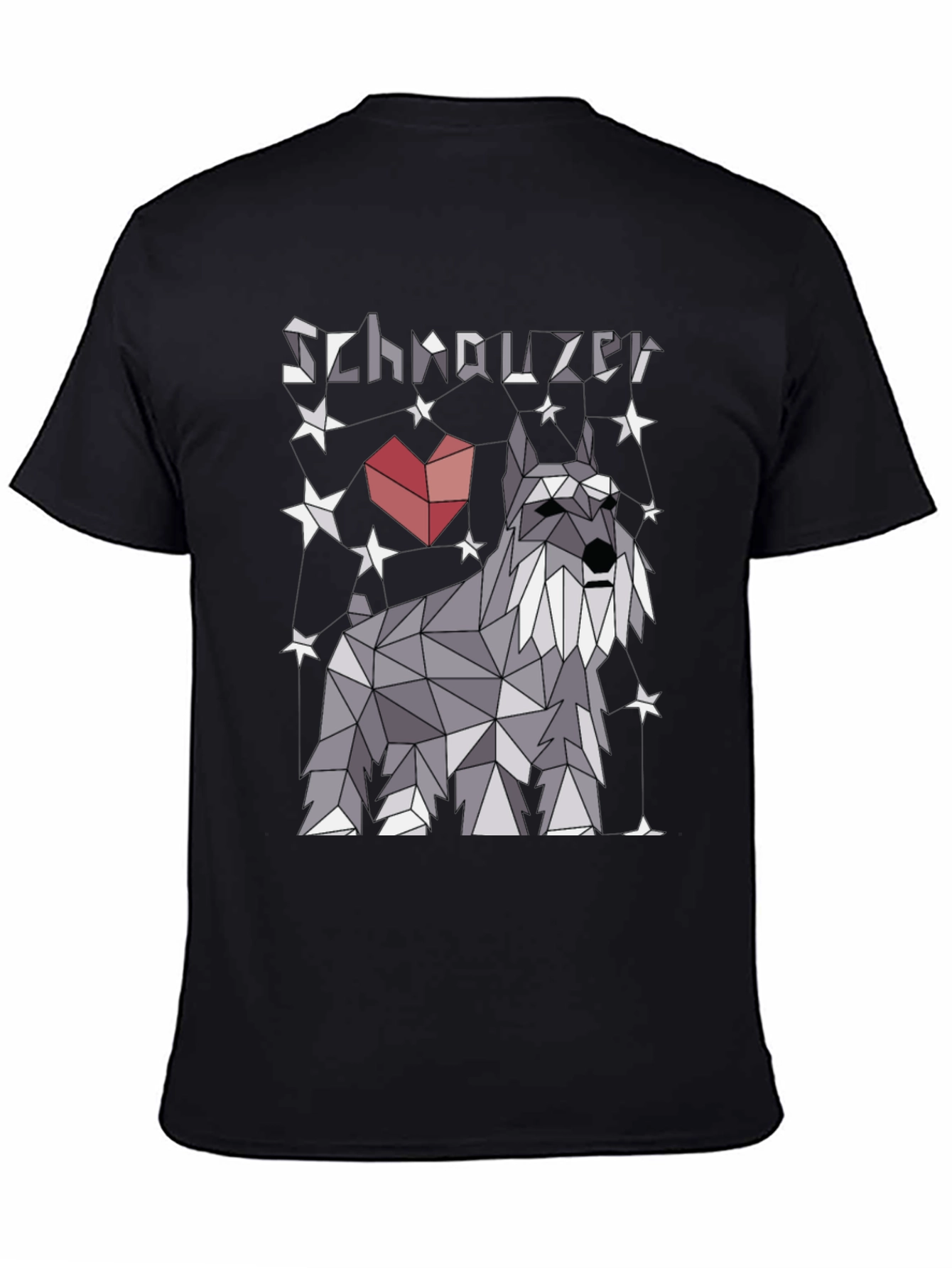 Black Geometric Schnauzer Graphic T-Shirt view 4
