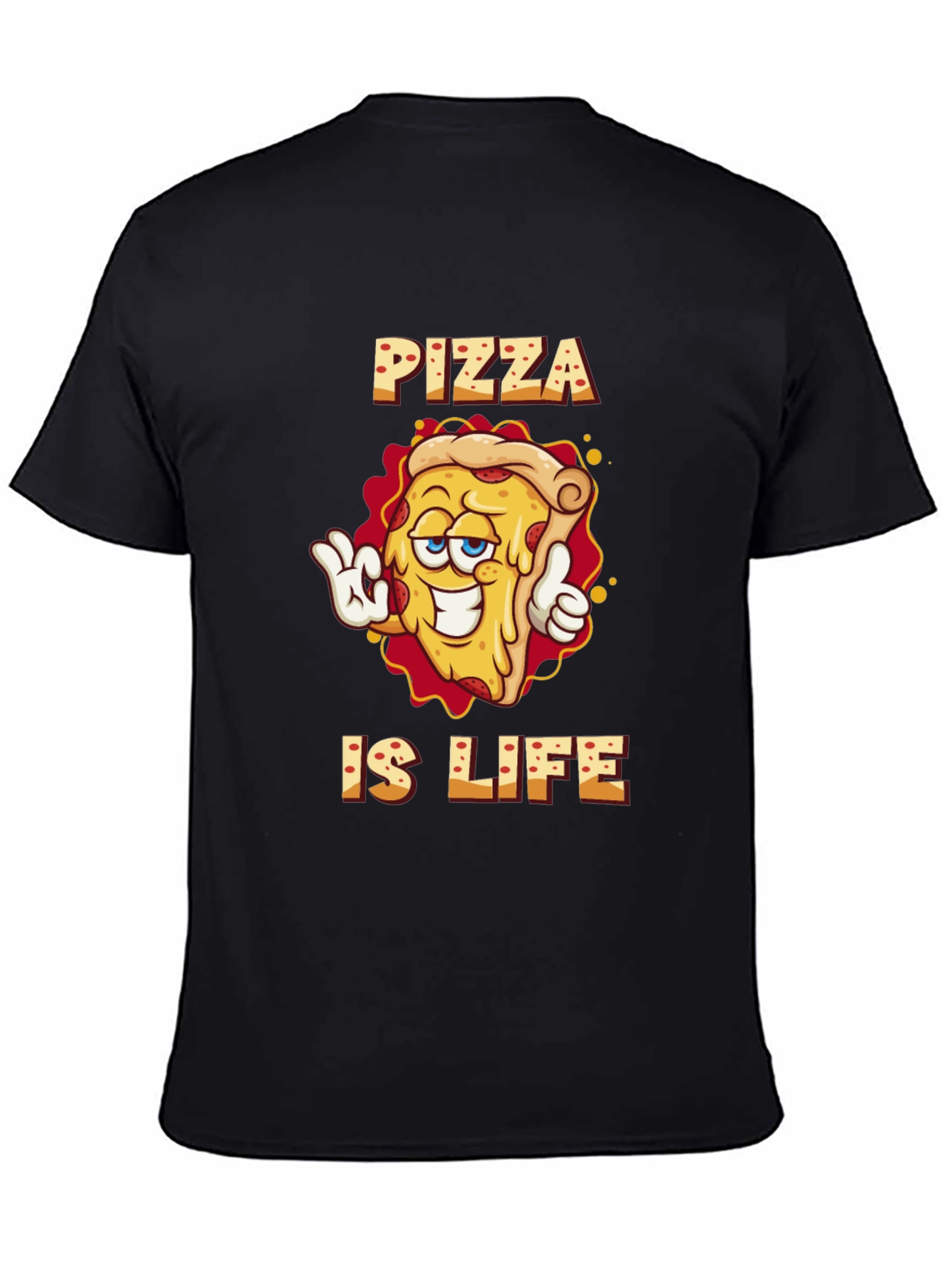 Black Pizza is Life Graphic Black T-Shirt view 4