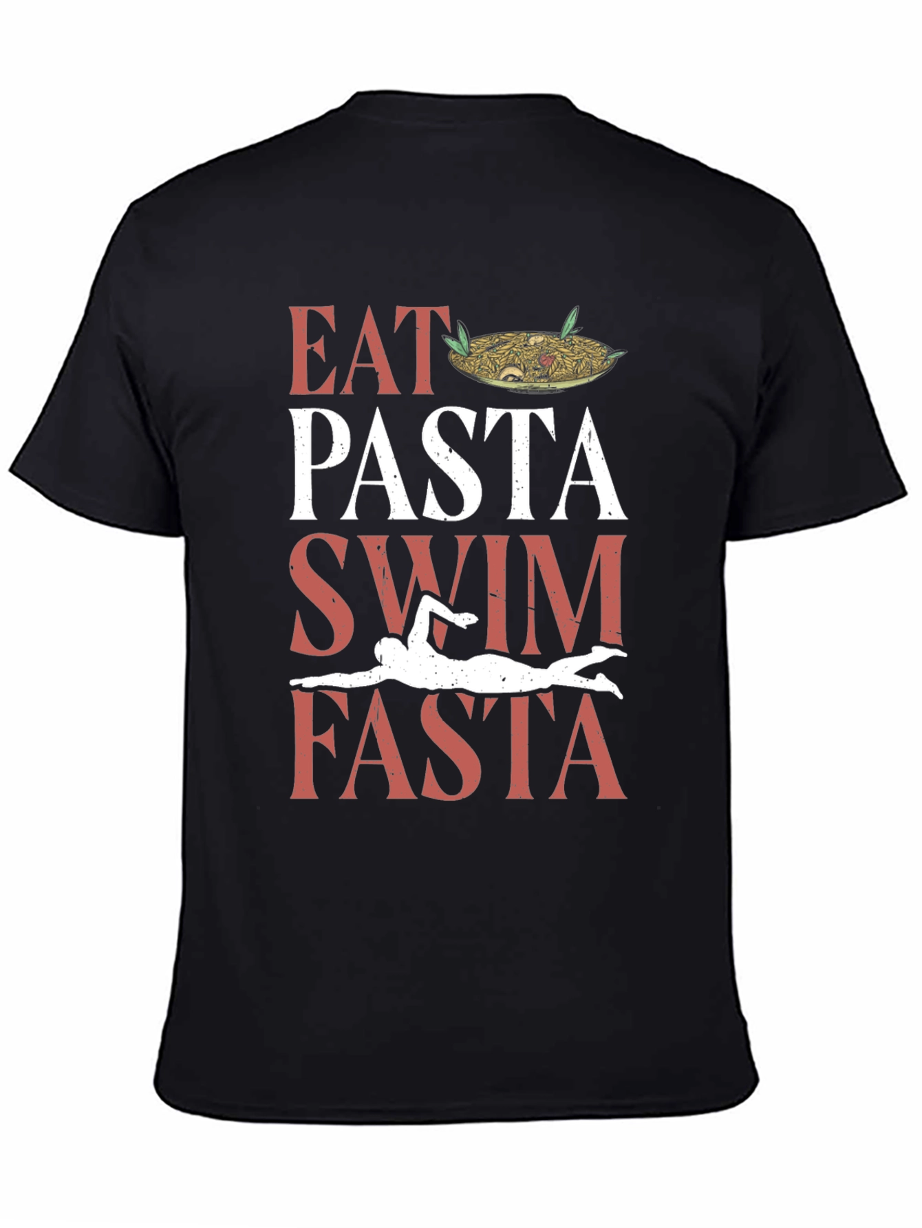 Black Eat Pasta Swim Fasta Graphic Tee view 4