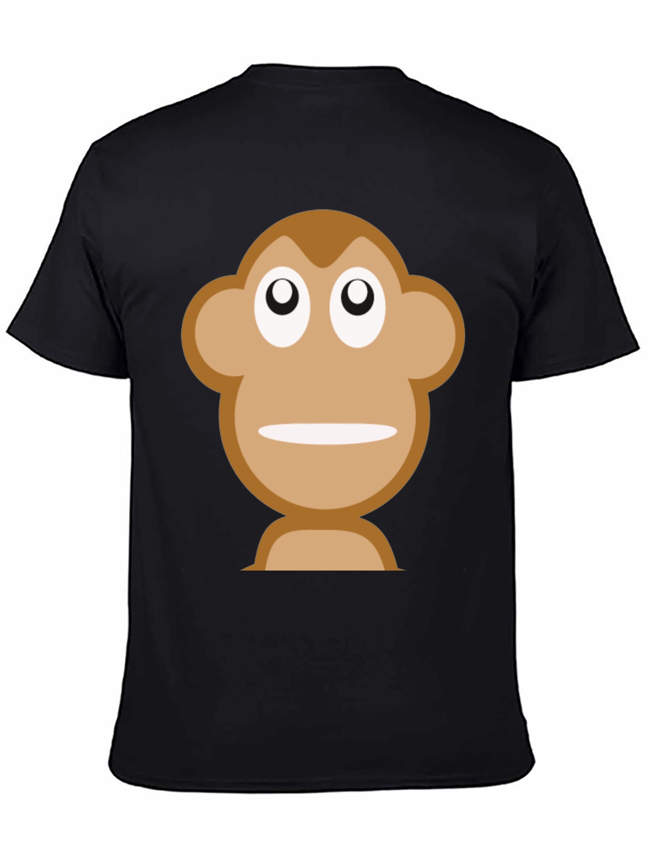 Black Funny Monkey Face Graphic Black T-Shirt view 4