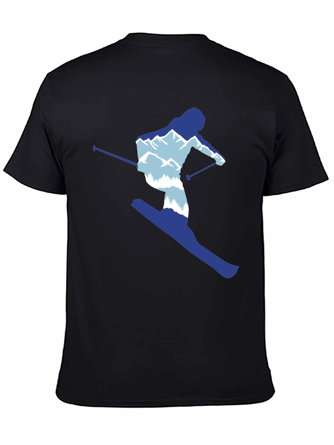 Black Skier Graphic Tee - Mountain Lover's T-Shirt view 4