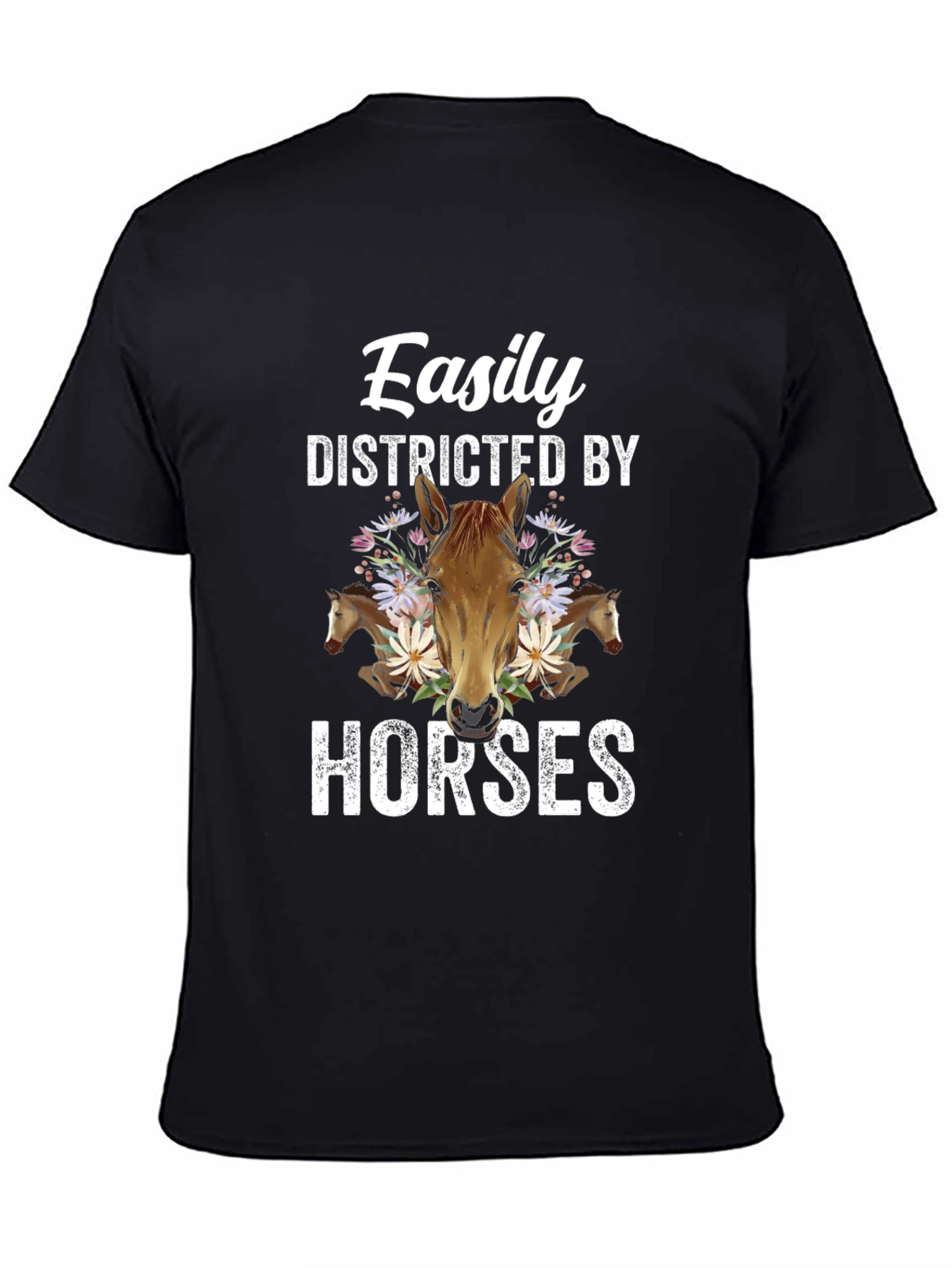 Black Easily Distracted By Horses Graphic Tee view 4