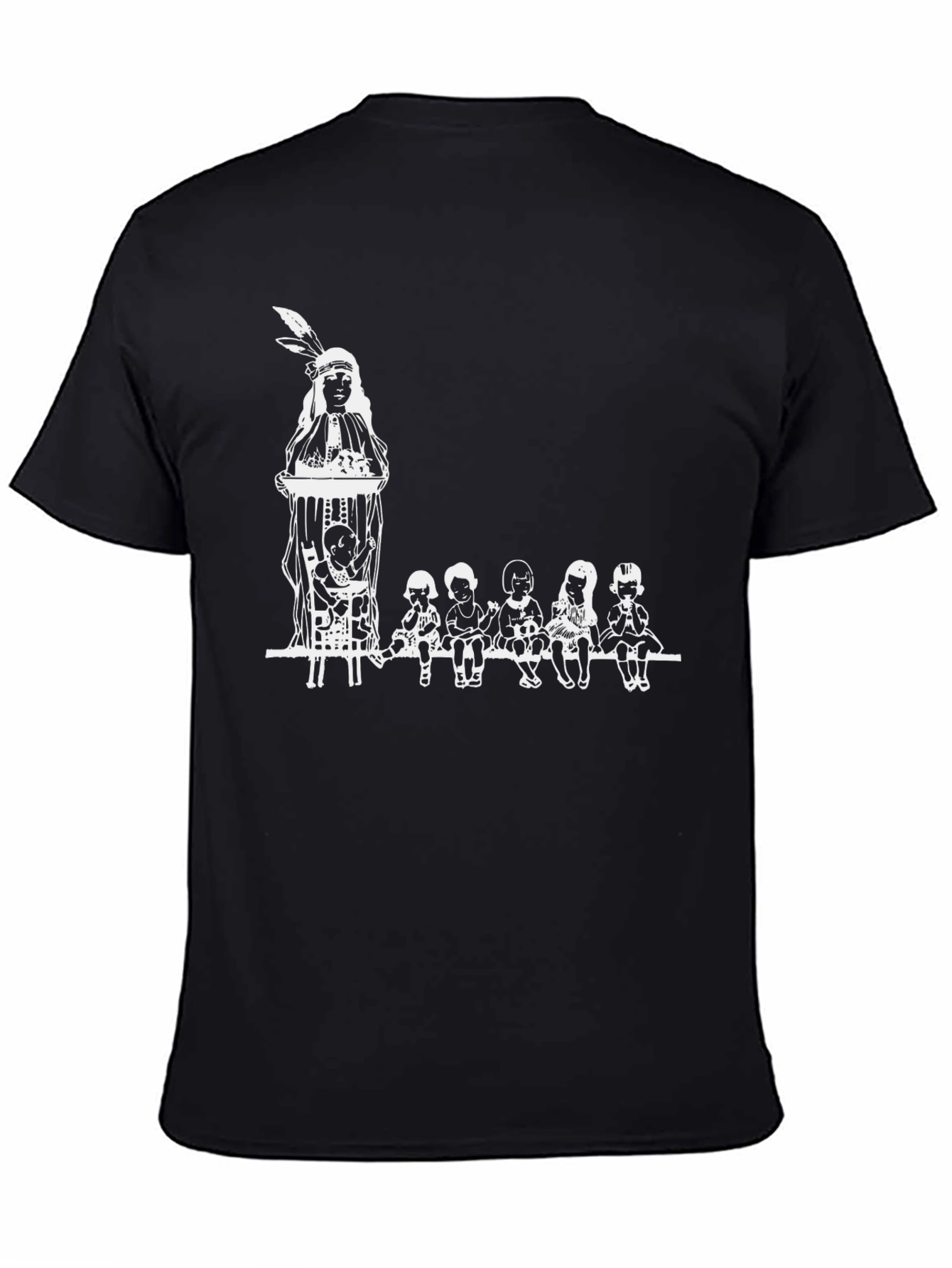 Black Graphic Tee with Native American Design view 4