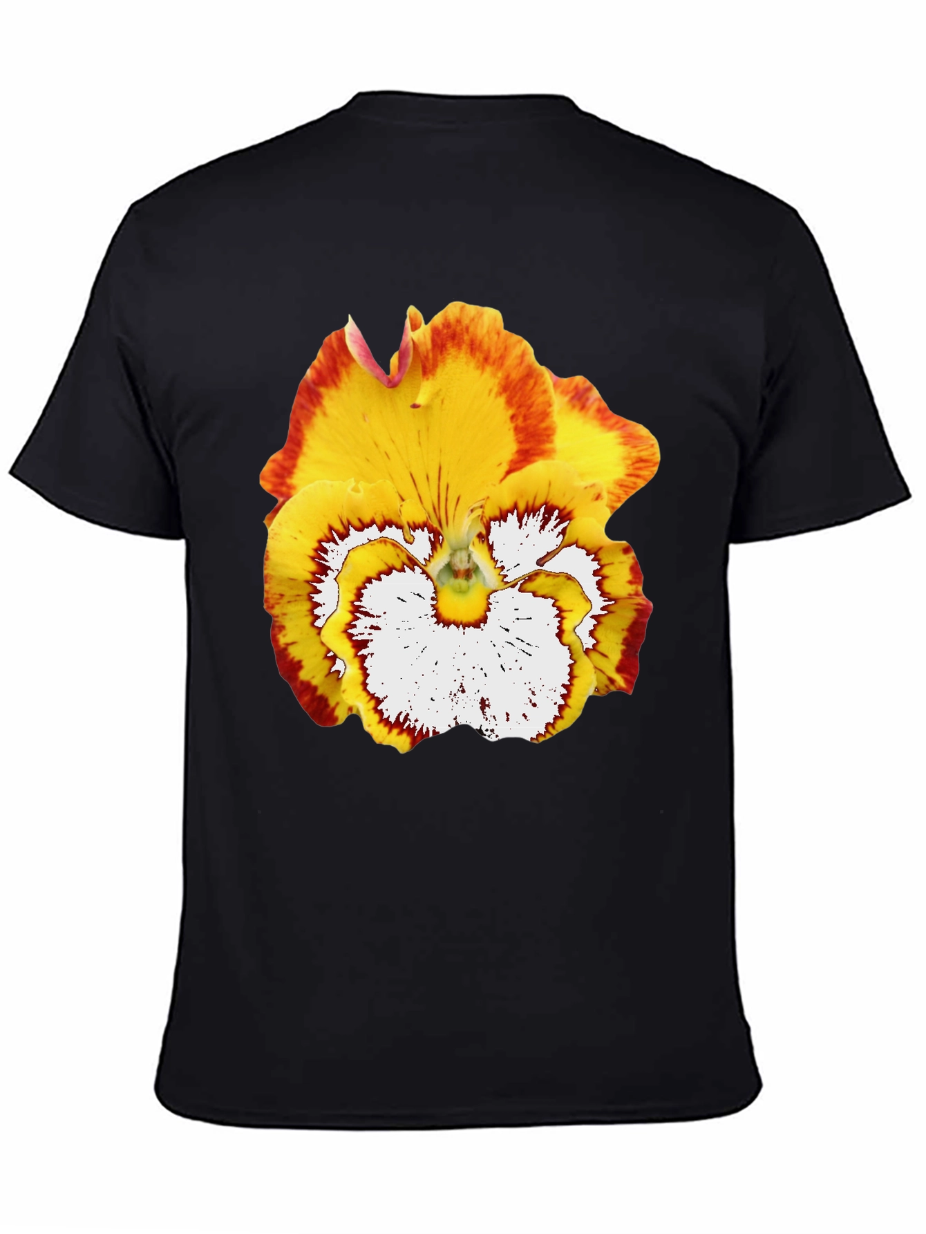 Black Floral Graphic Tee - Pansy Design view 4