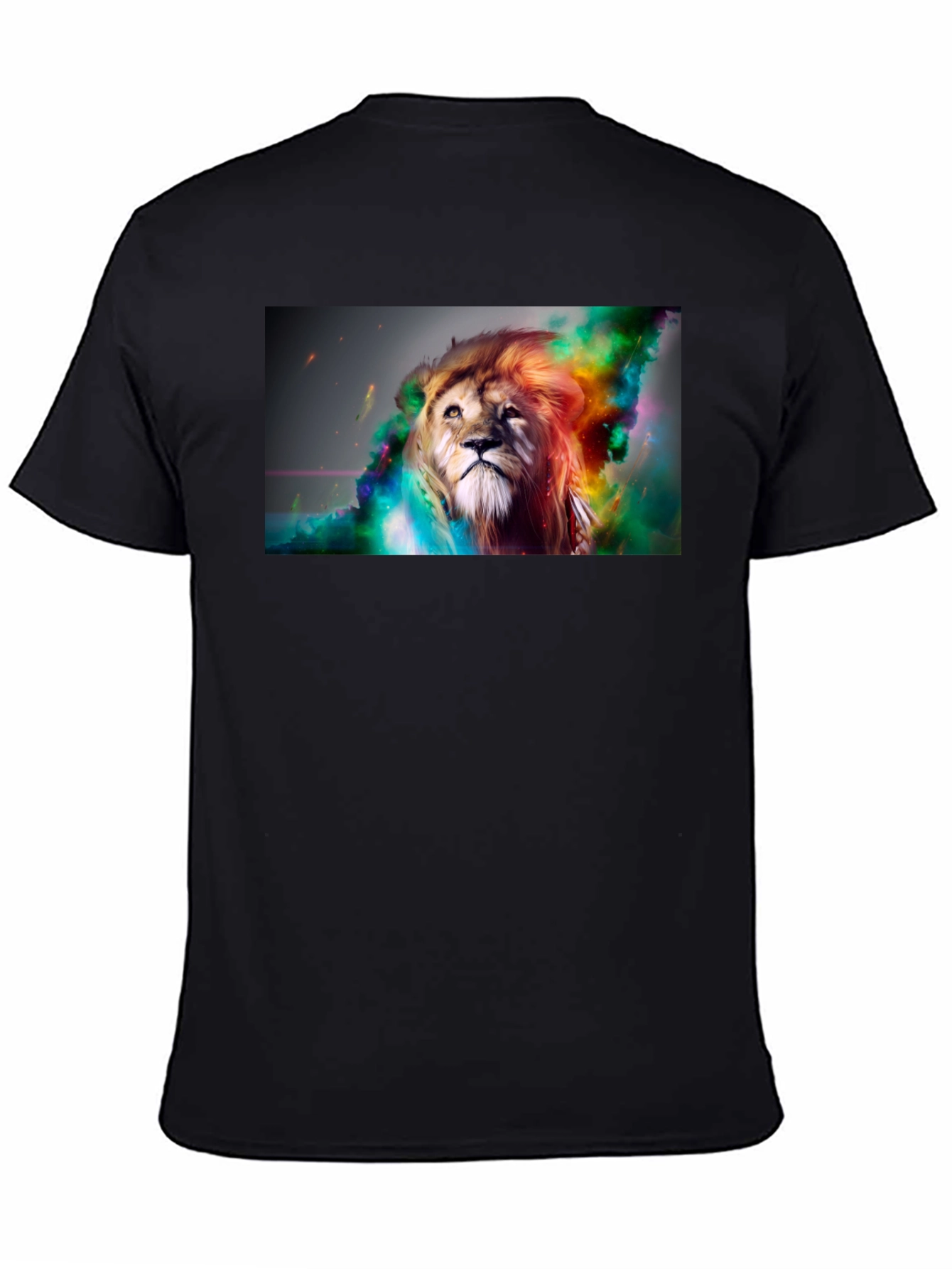 Black Lion Art Graphic Print Black T-Shirt view 4