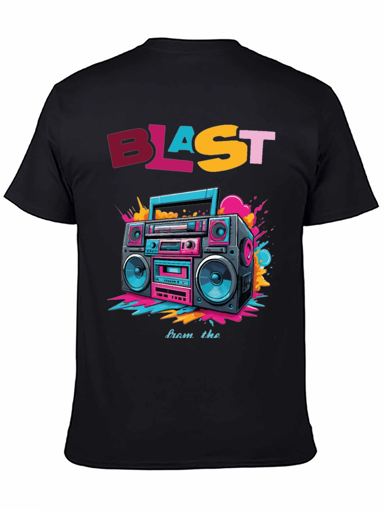 Black Retro Boombox Graphic Tee - Blast from the Past! view 4