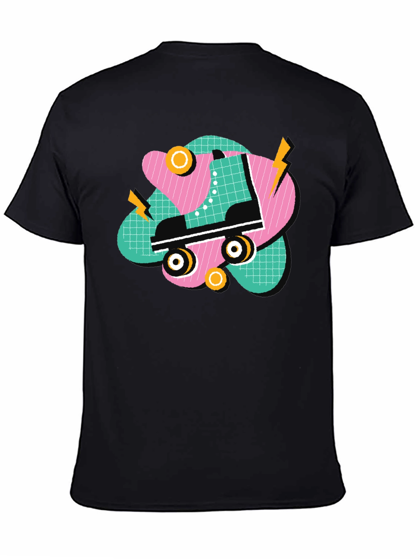 Black Retro Roller Skate Graphic Tee - 80s Style T-Shirt view 4