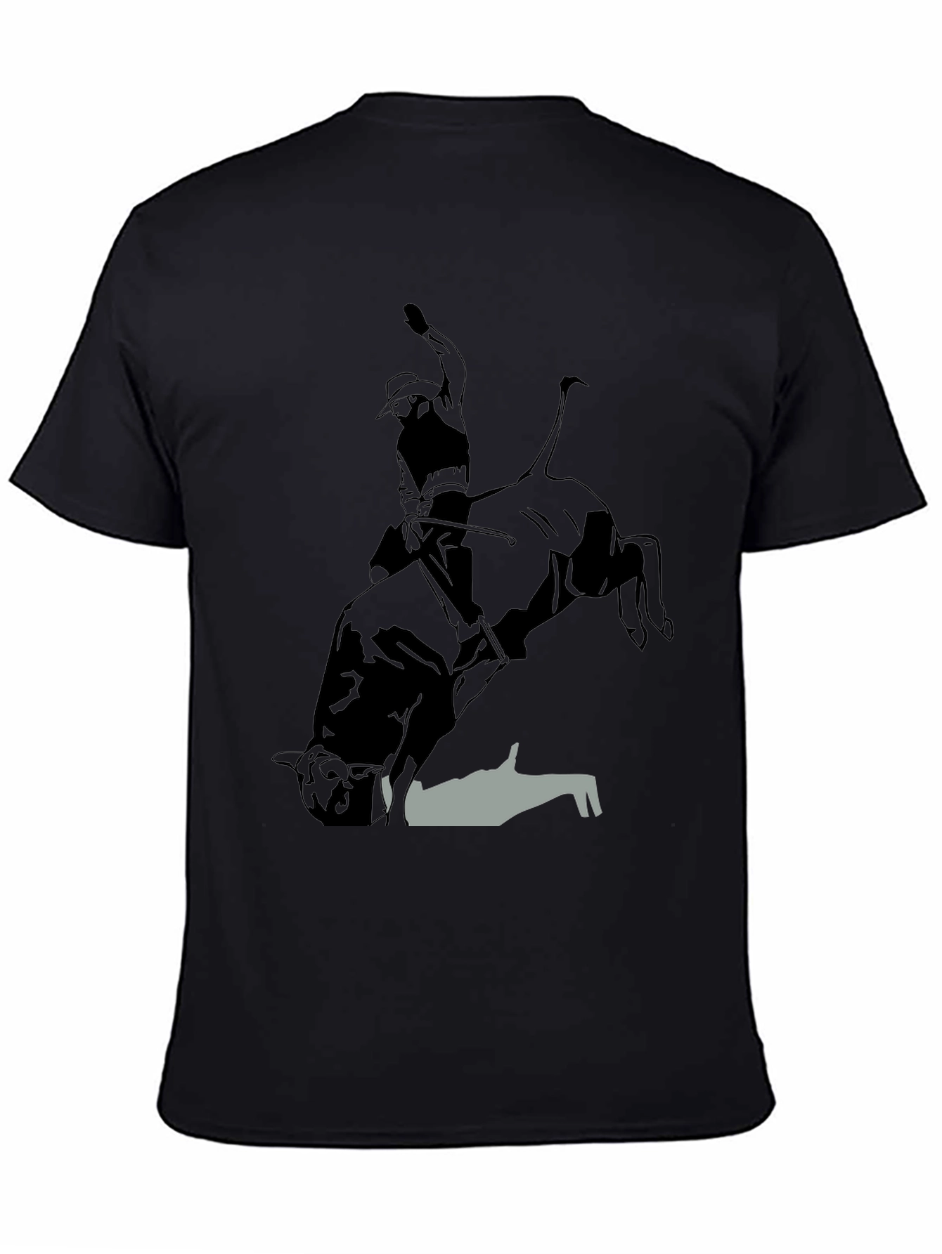Black Bull Riding Graphic Tee - Cowboy Rodeo T-Shirt view 4