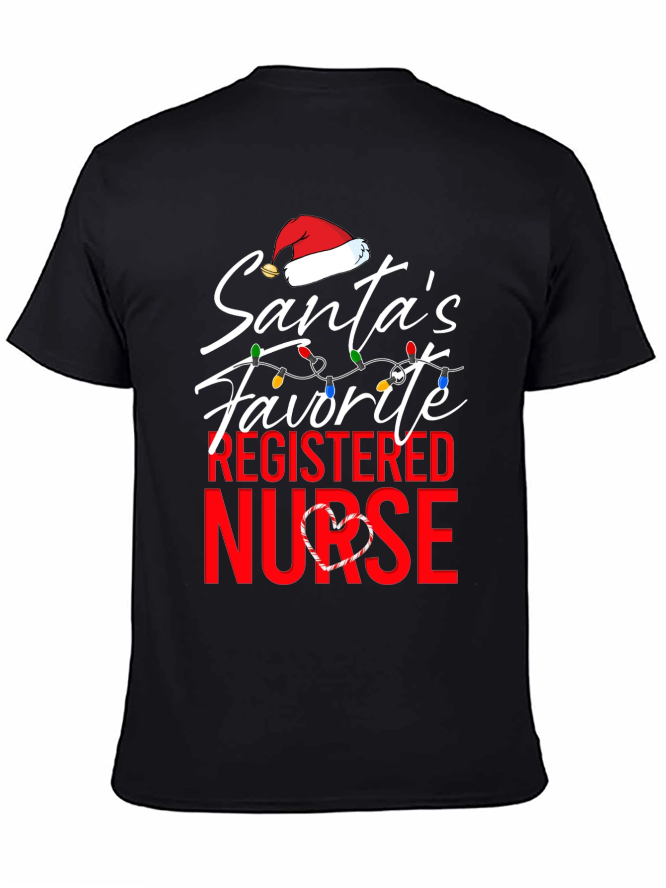 Black Santa's Favorite Nurse T-Shirt Christmas Holiday Registered Nurse view 4