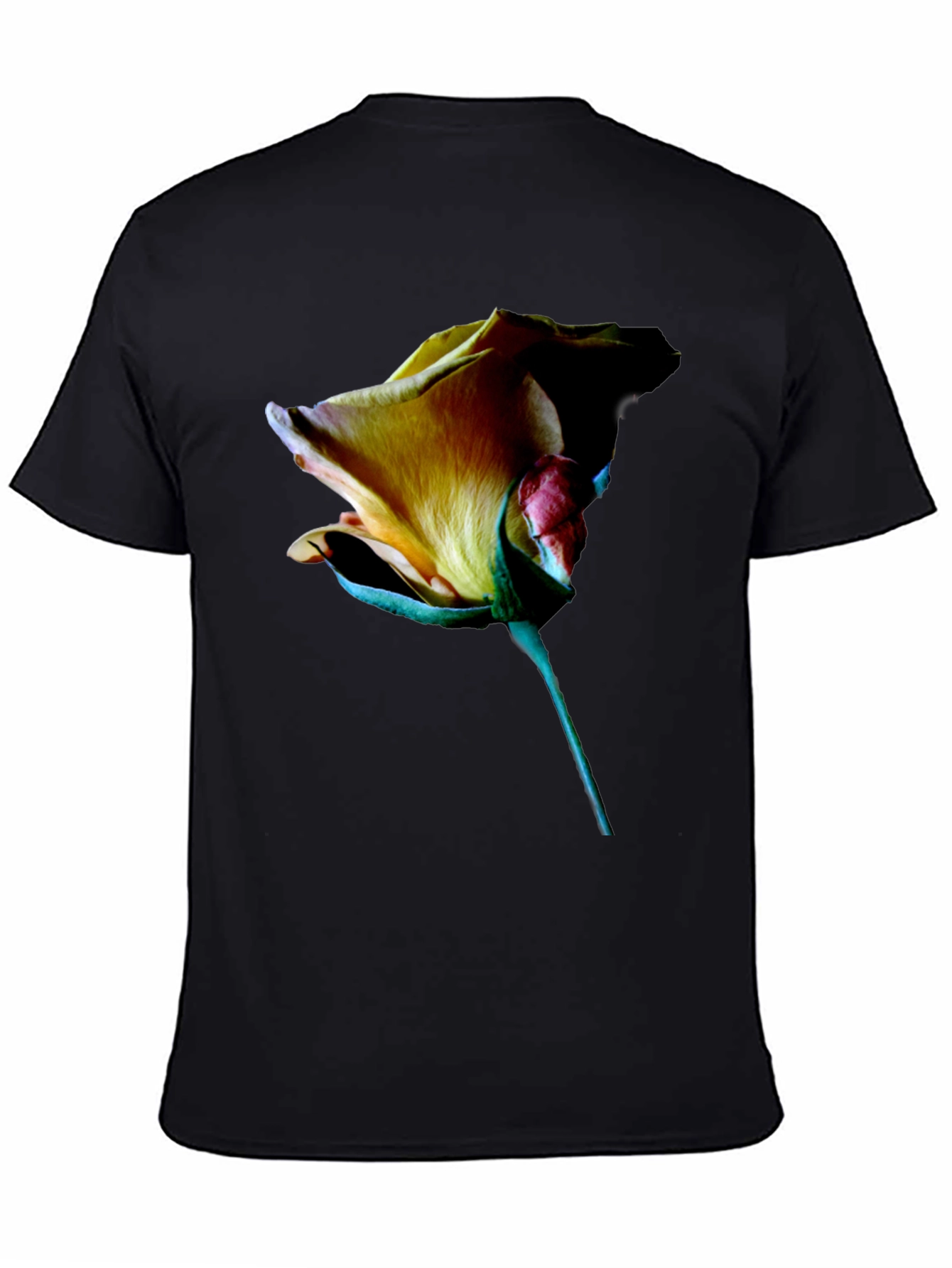 Black Rose Graphic Tee - Elegant Floral Design view 4