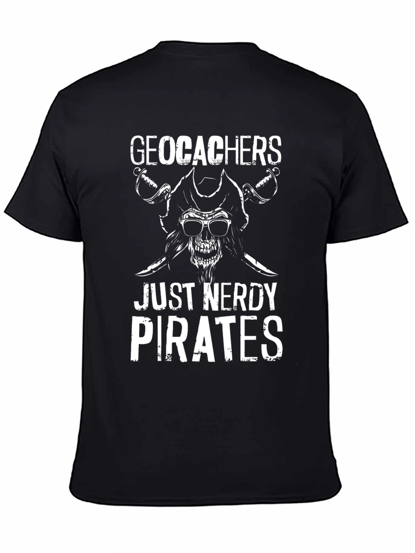 Black Geocachers Just Nerdy Pirates T-Shirt view 4