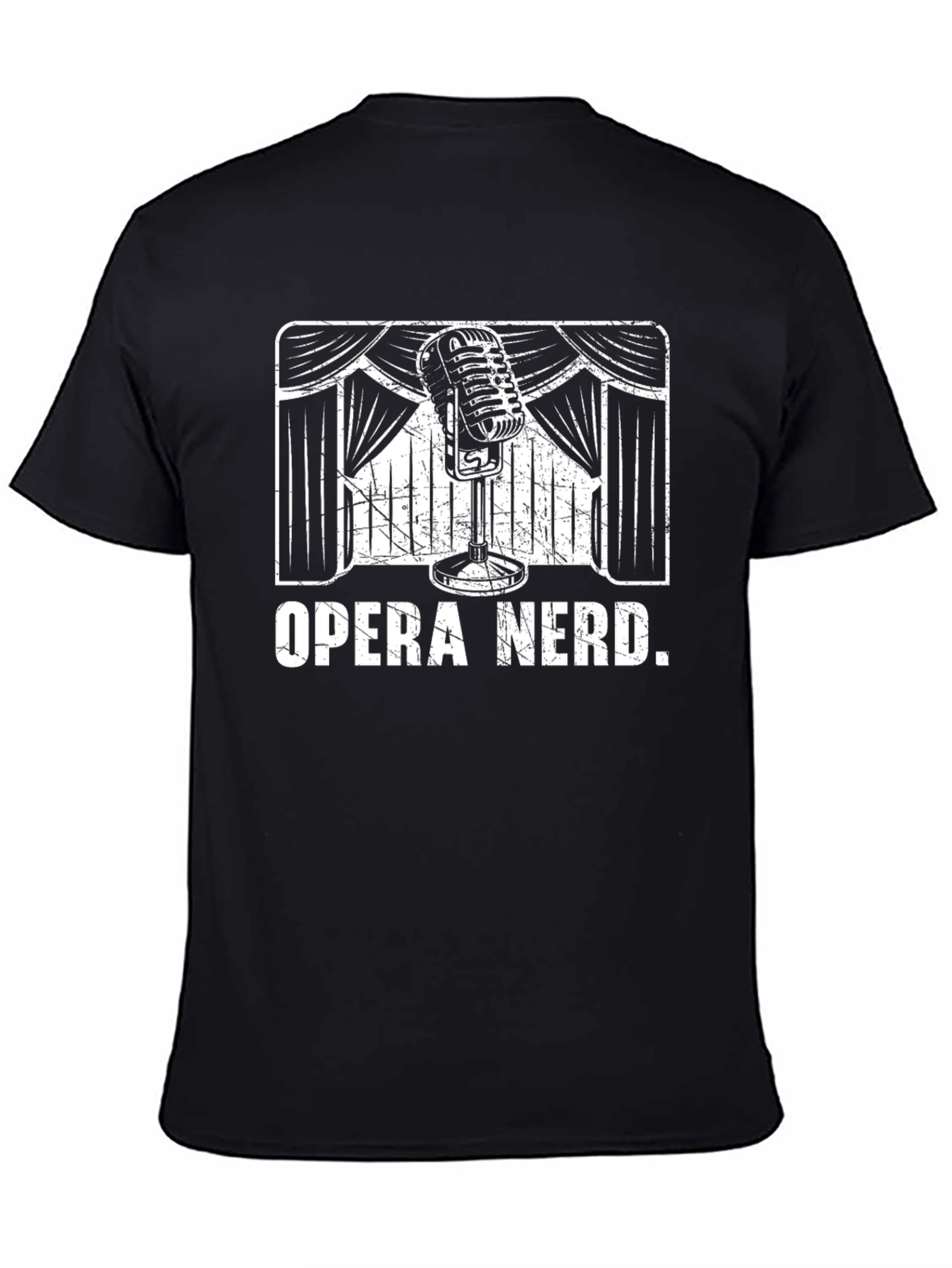 Black Opera Nerd Graphic Tee - Vintage Microphone Design view 4