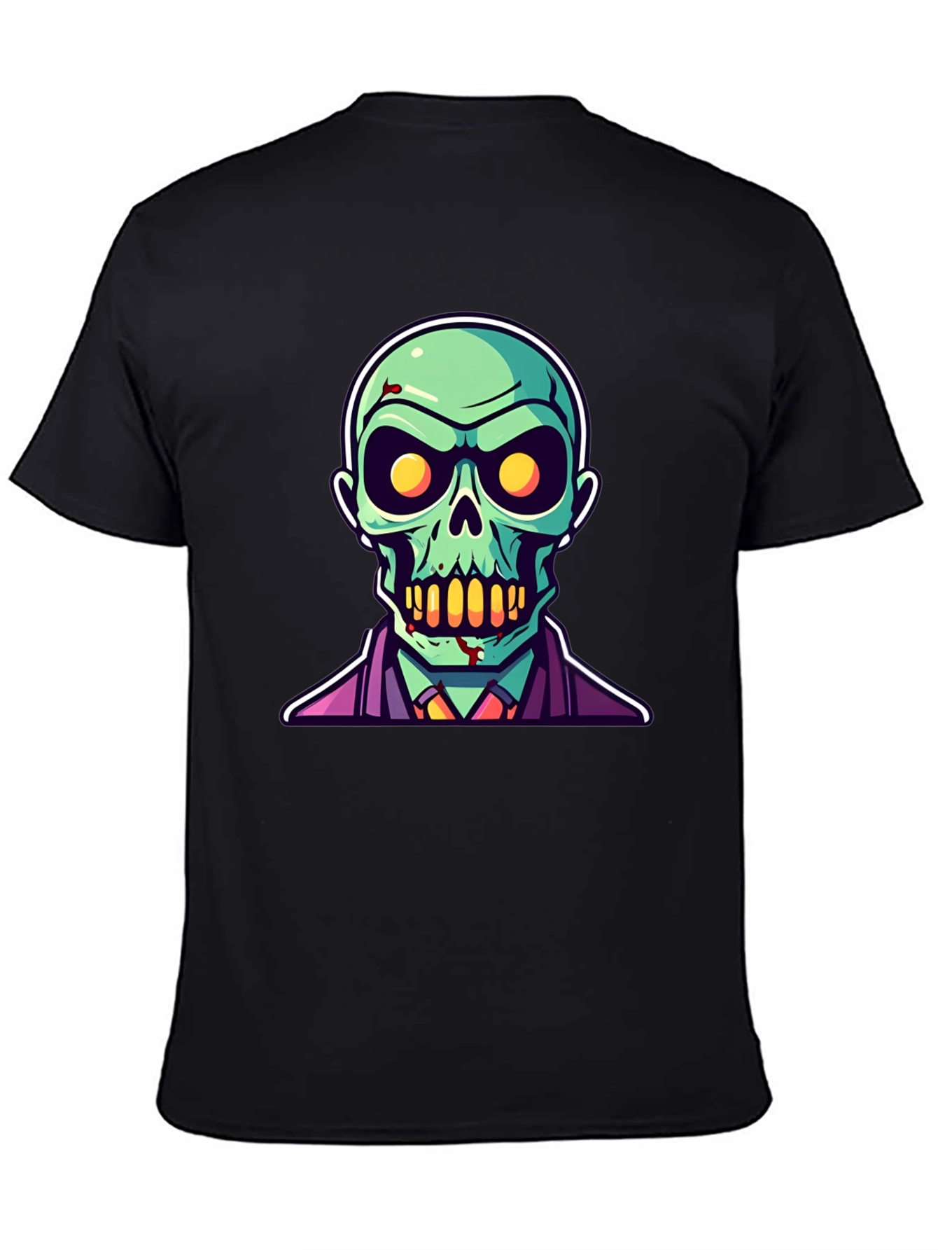 Black Zombie Cartoon Graphic Tee - Black Halloween Shirt view 4