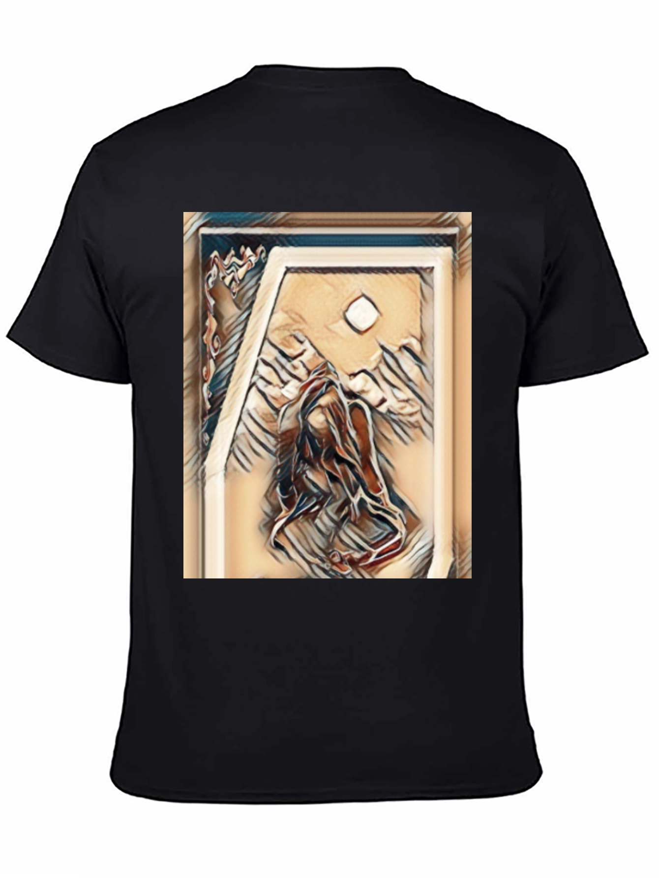 Black Abstract Art Tee - Black Cotton Blend view 4
