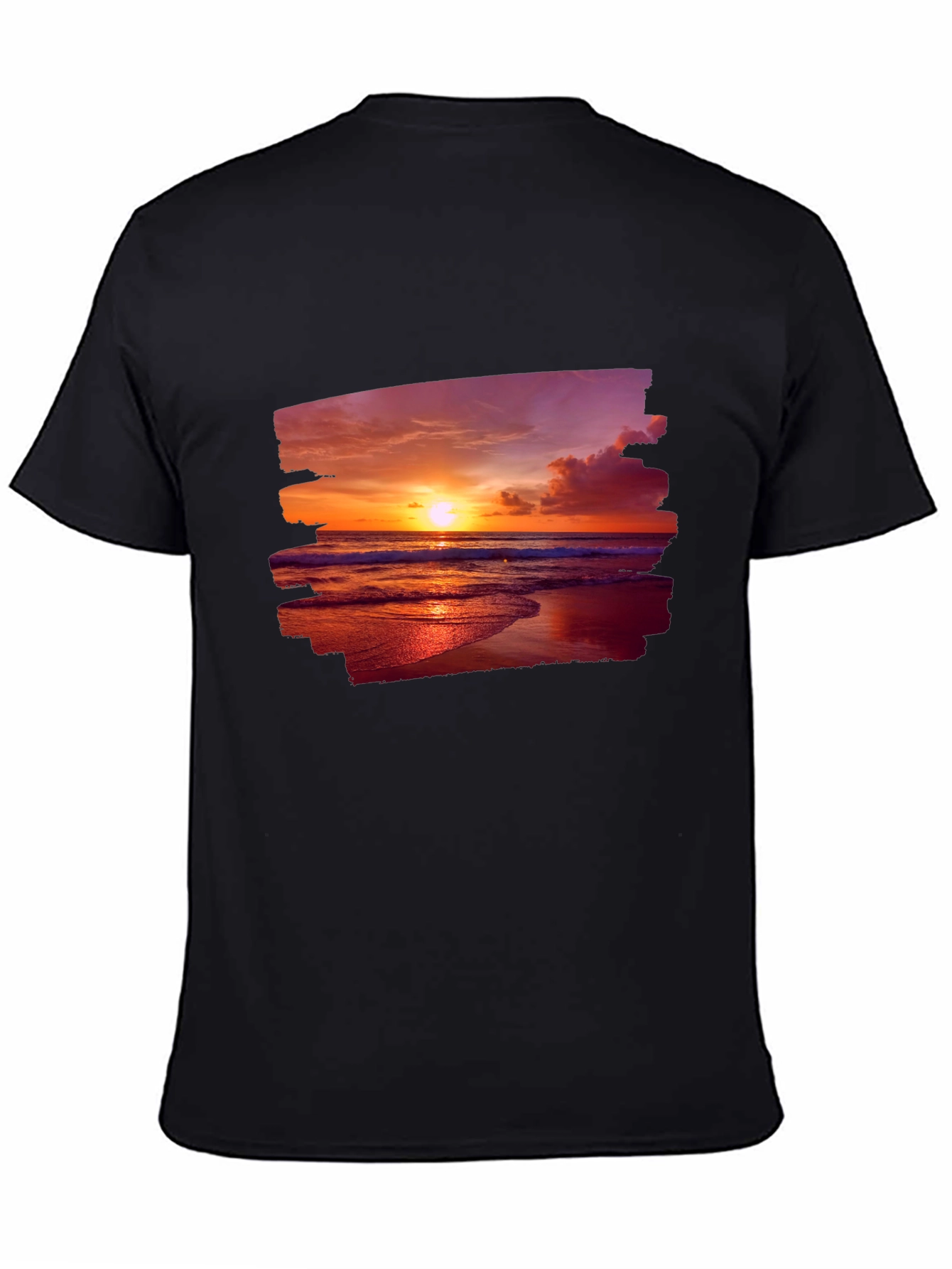 Black Sunset Beach Graphic T-Shirt view 4