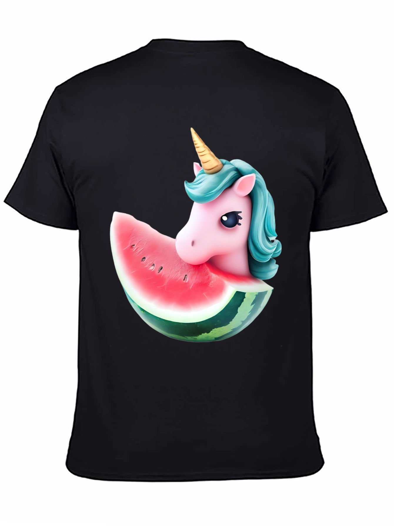 Black Unicorn Watermelon Graphic T-Shirt view 4