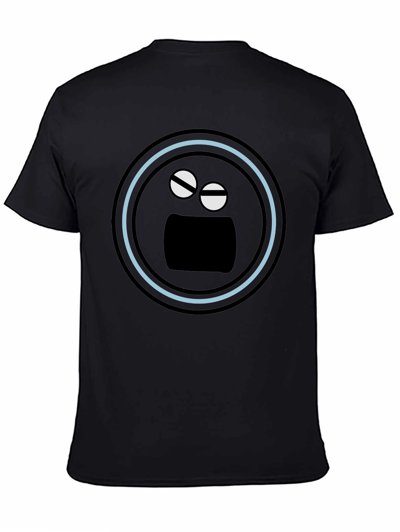 Black Black T-Shirt with Funny Round Face Graphic view 4
