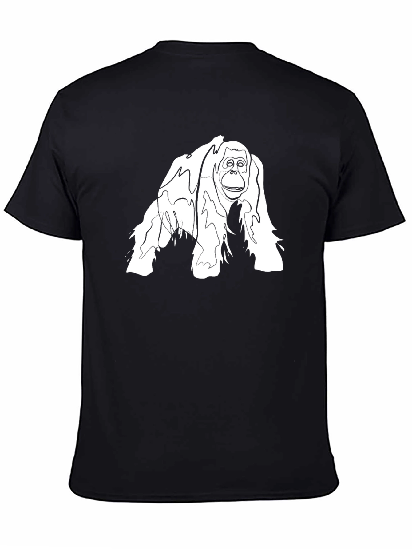Black Orangutan Line Art Graphic Tee - Black Cotton Blend view 4