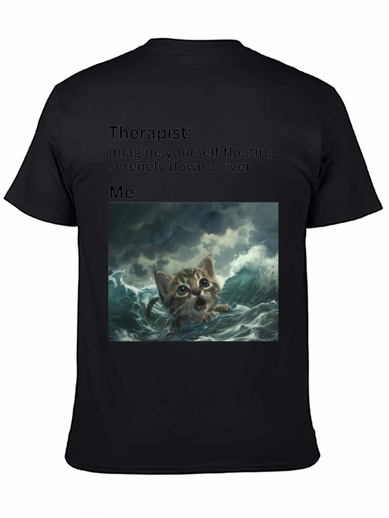 Black Therapist River Cat T-Shirt view 4