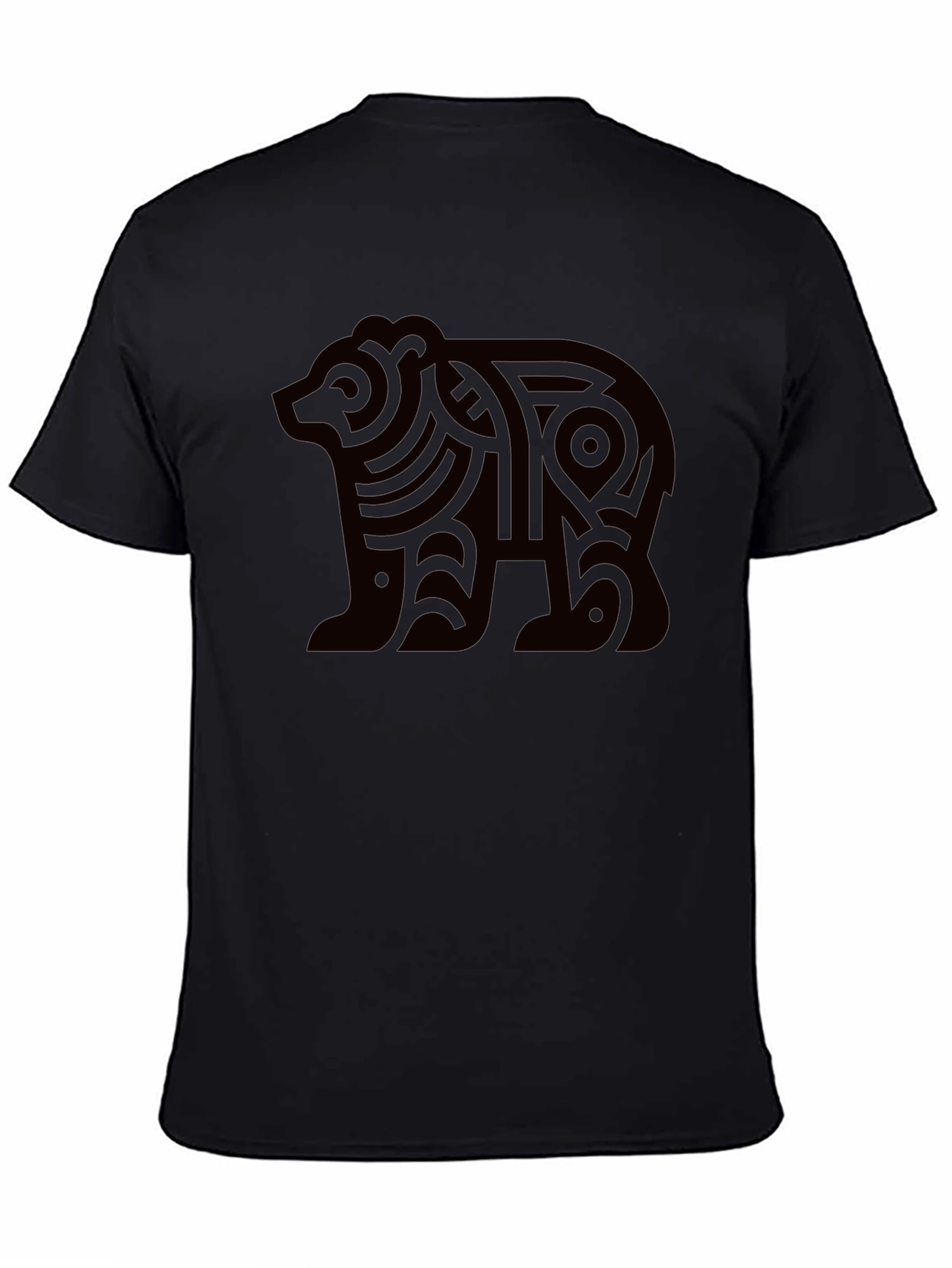 Black Tribal Bear Graphic Tee - Modern Black T-Shirt view 4