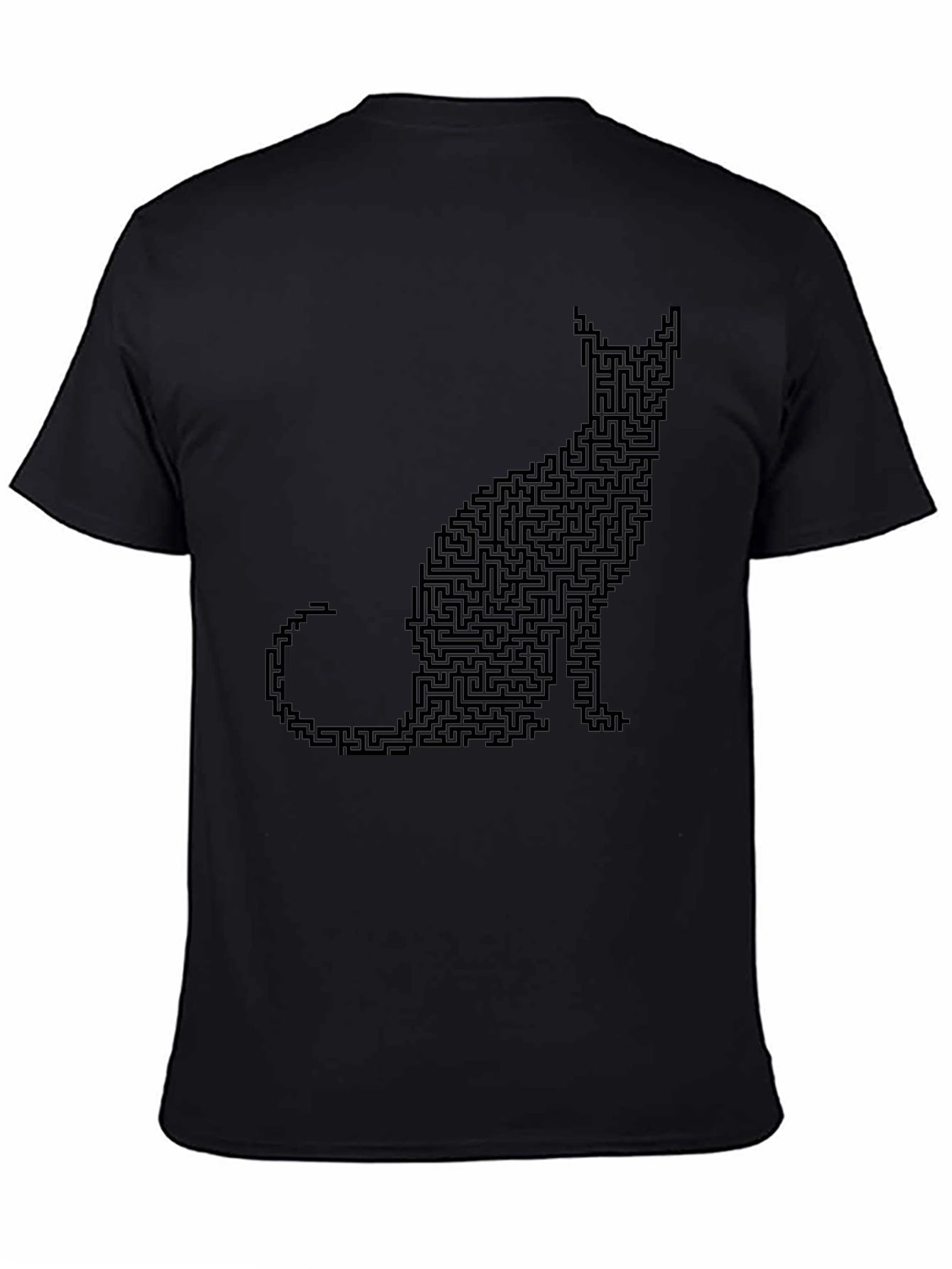 Black Cat Maze Graphic Tee - Black Cotton T-Shirt view 4