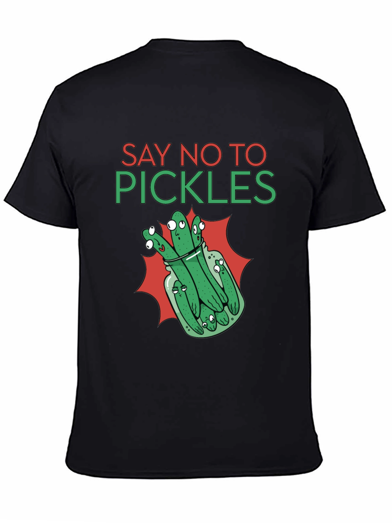 Black Say No to Pickles Funny Graphic T-Shirt view 4