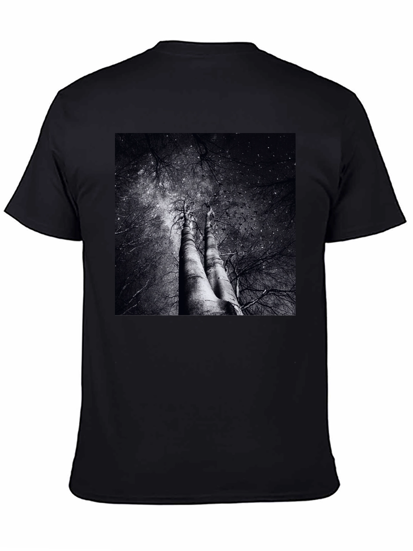 Black Abstract Tree Graphic Tee - Black Cotton Blend view 4