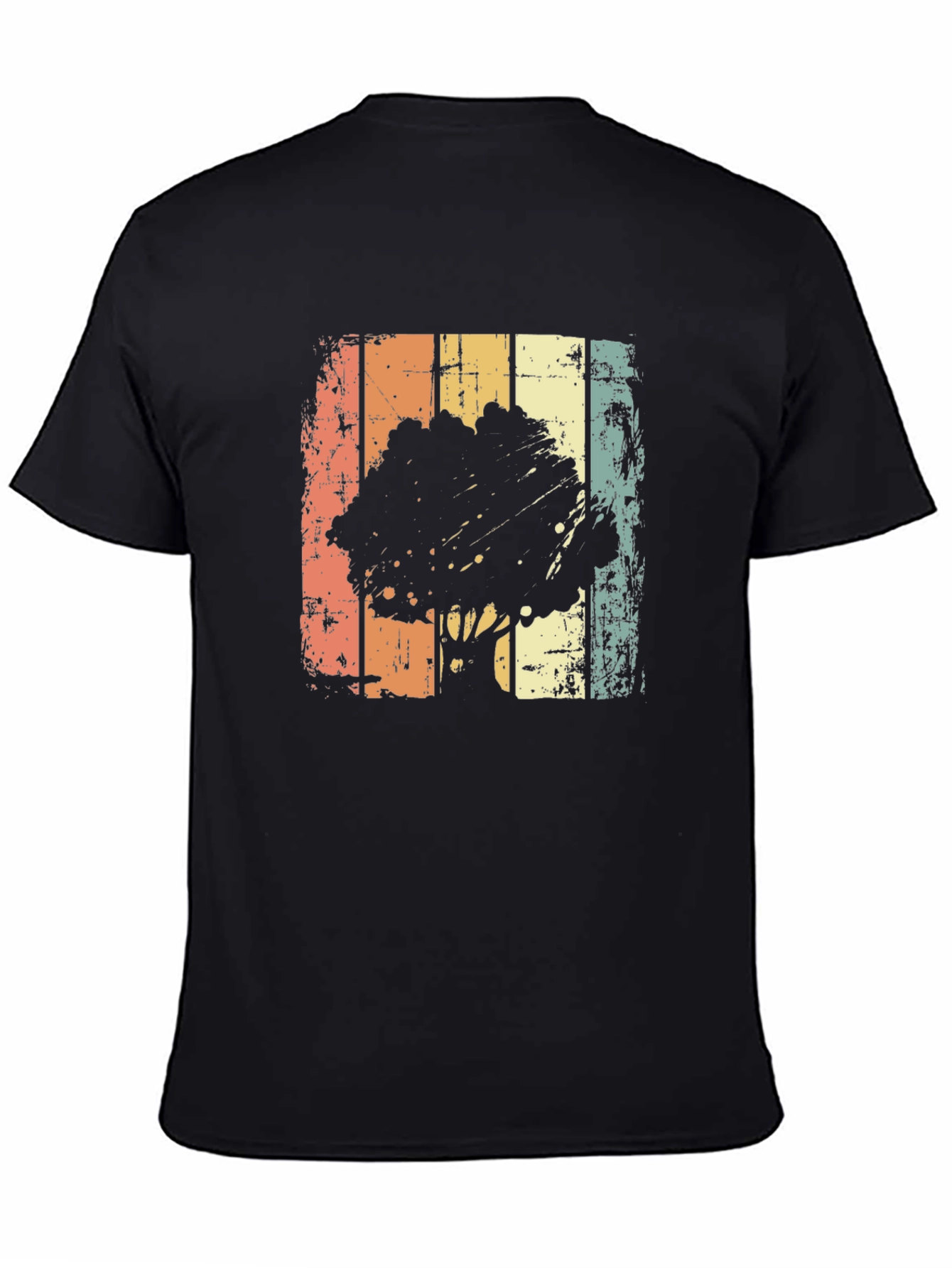 Black Retro Tree Graphic Tee - Vintage Style T-Shirt view 4